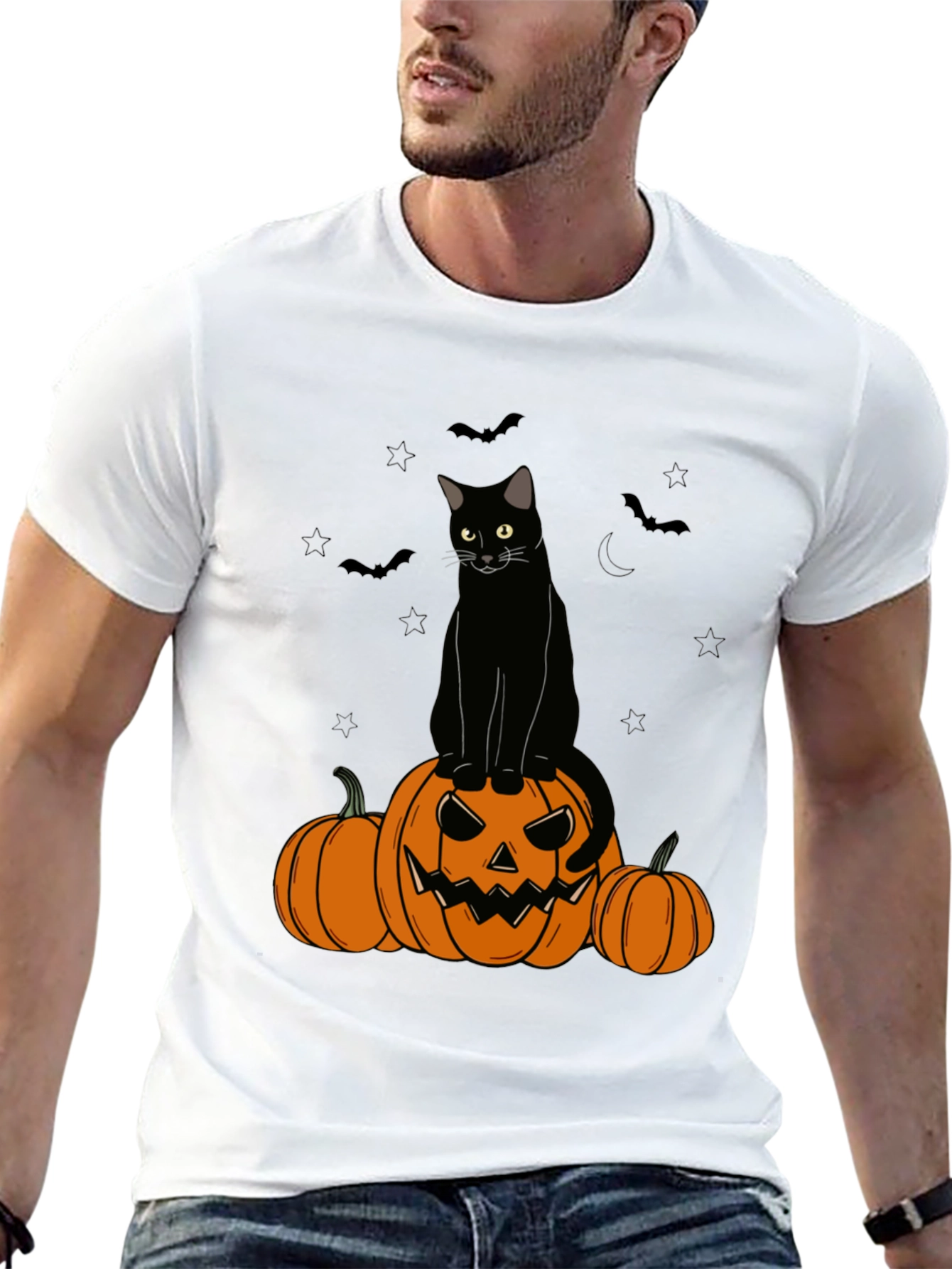 Halloween Cat & Pumpkin T-Shirt