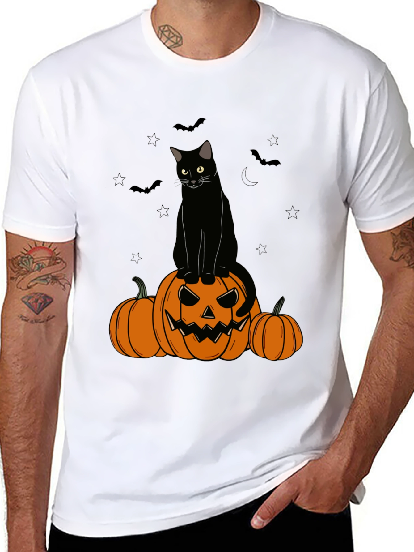 Halloween Cat & Pumpkin T-Shirt