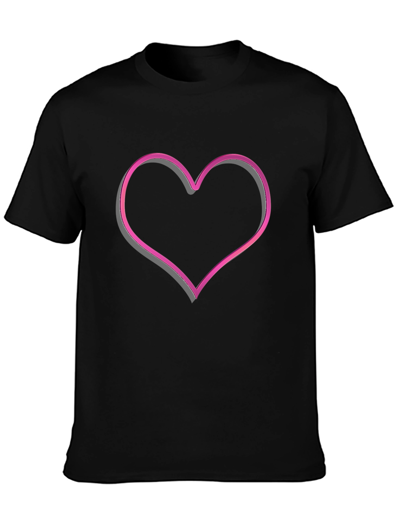 Neon Heart Graphic Tee - Stylish Mens Black T-Shirt