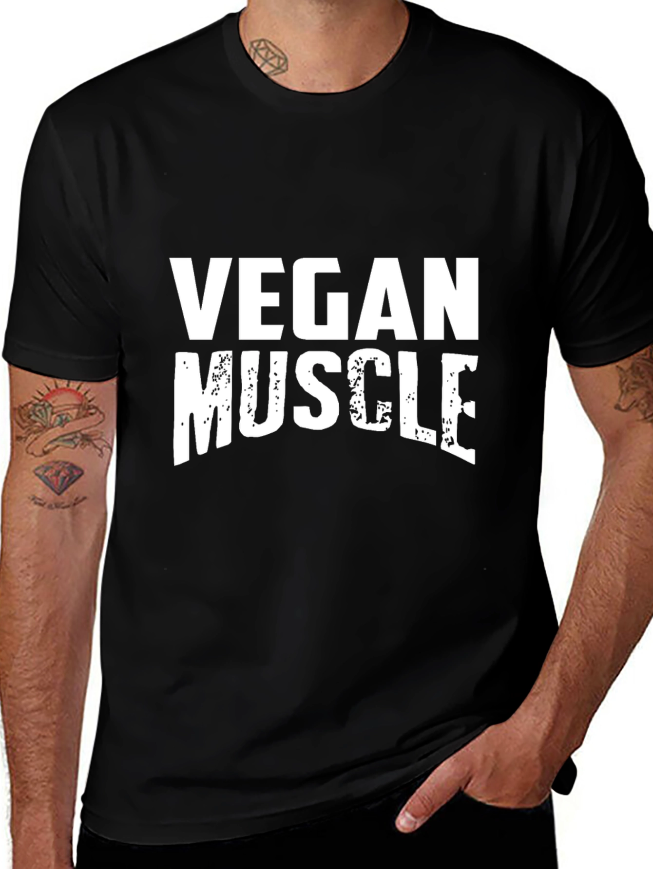 Vegan Muscle T-Shirt - Black Graphic Tee