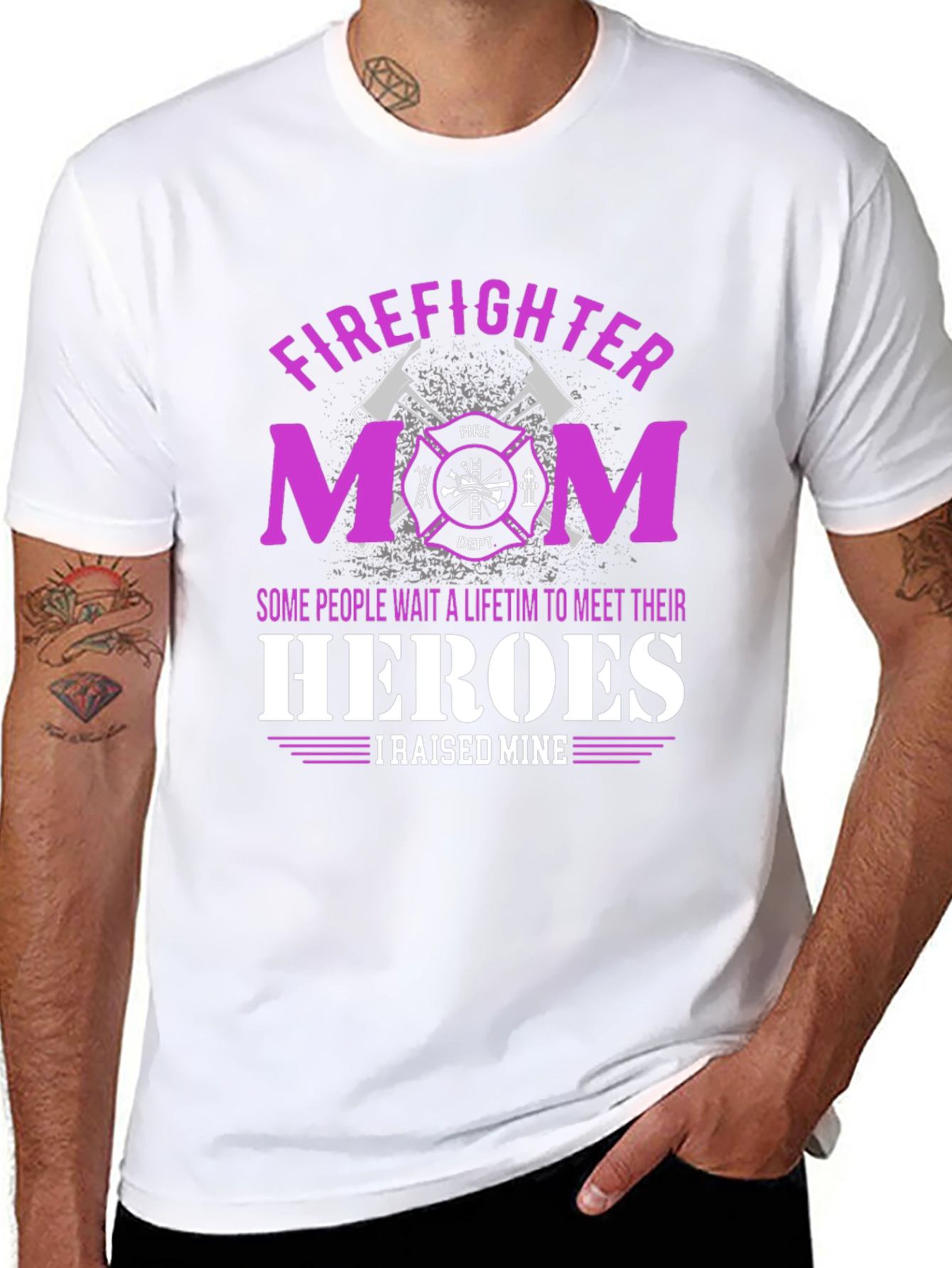 Firefighter Mom T-Shirt - Raised My Heroes