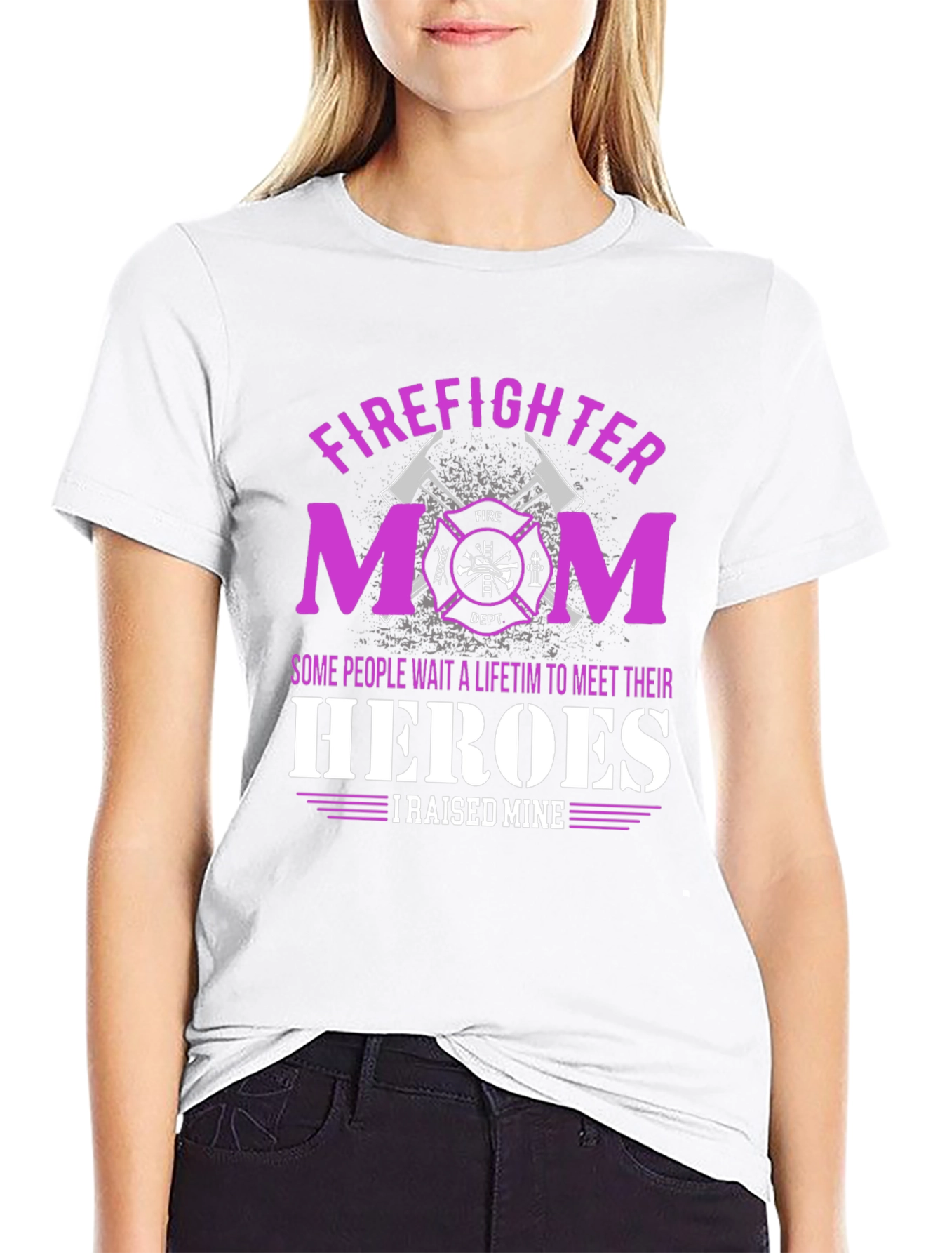 Firefighter Mom T-Shirt - Raised My Heroes