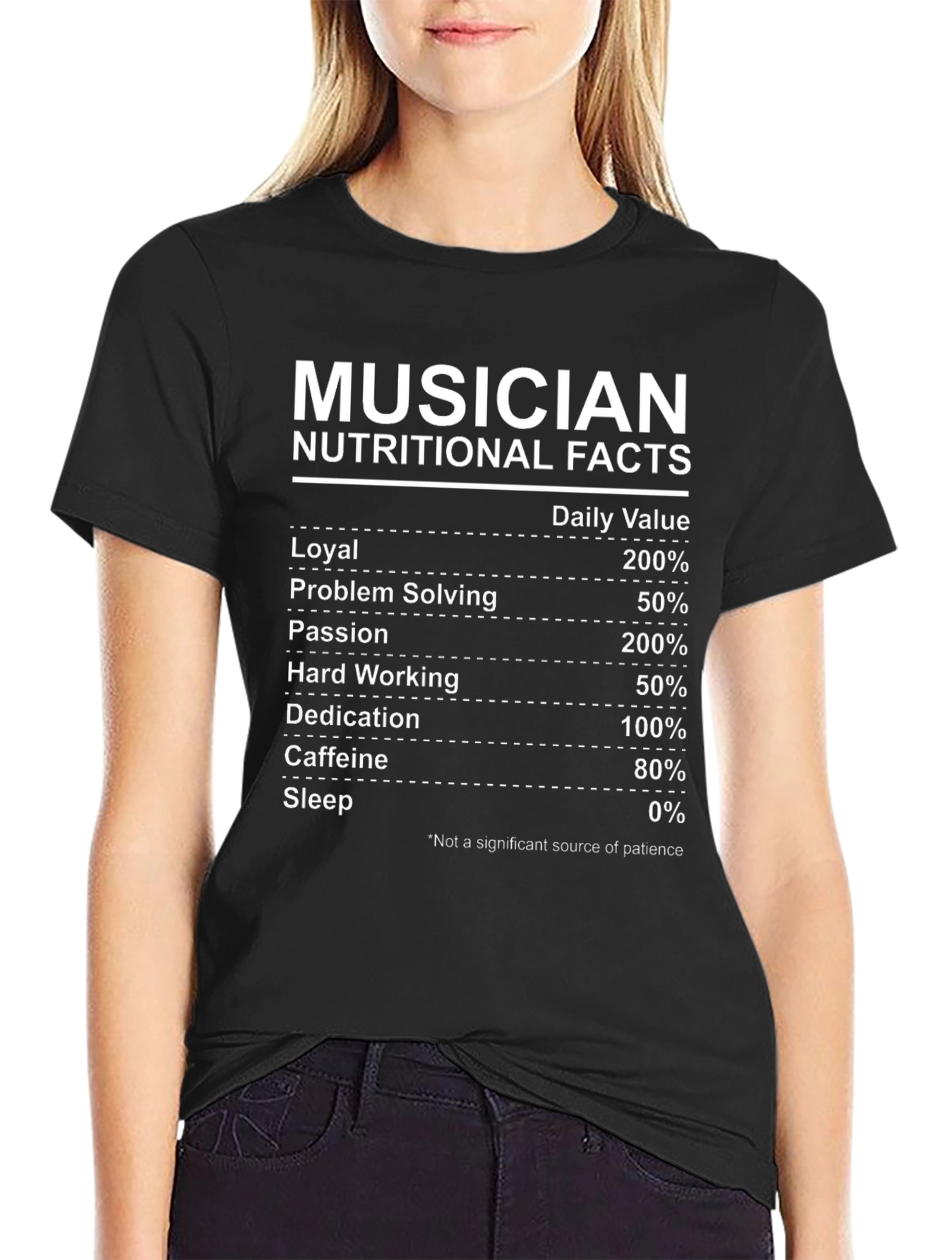 Musician Nutritional Facts Graphic T-Shirt