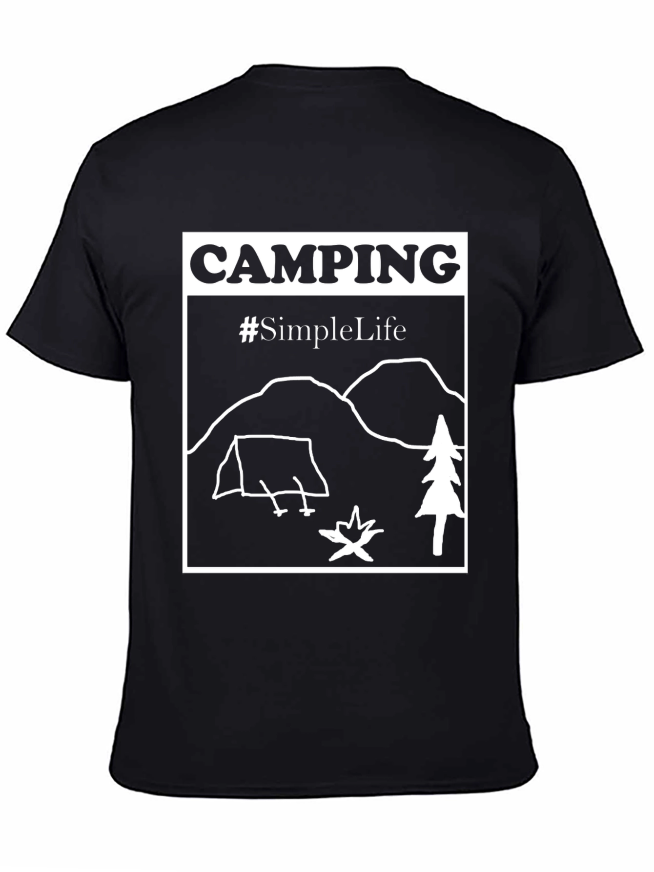 Camping #SimpleLife Graphic Tee - Black Cotton T-Shirt