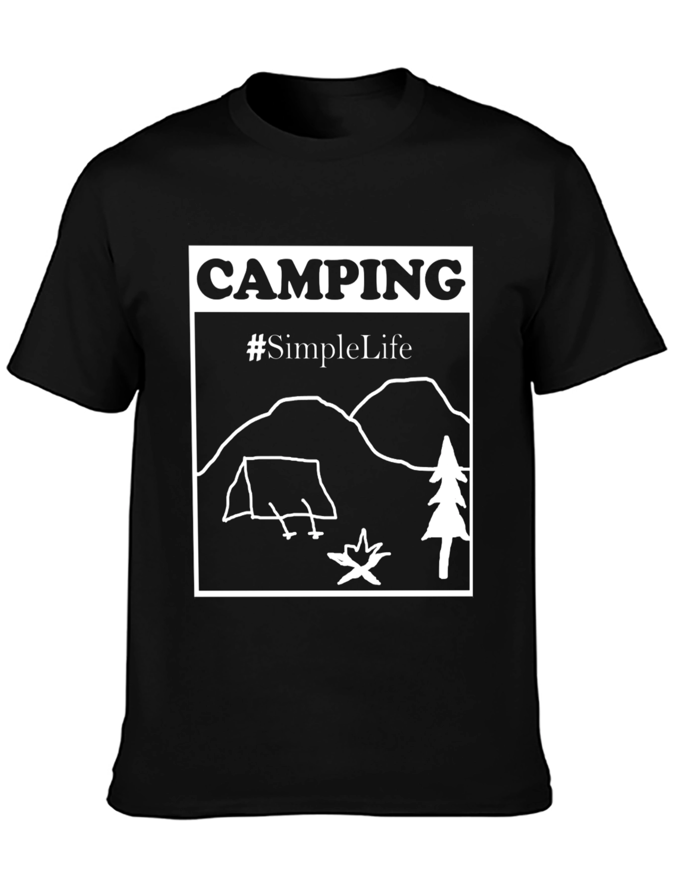 Camping #SimpleLife Graphic Tee - Black Cotton T-Shirt