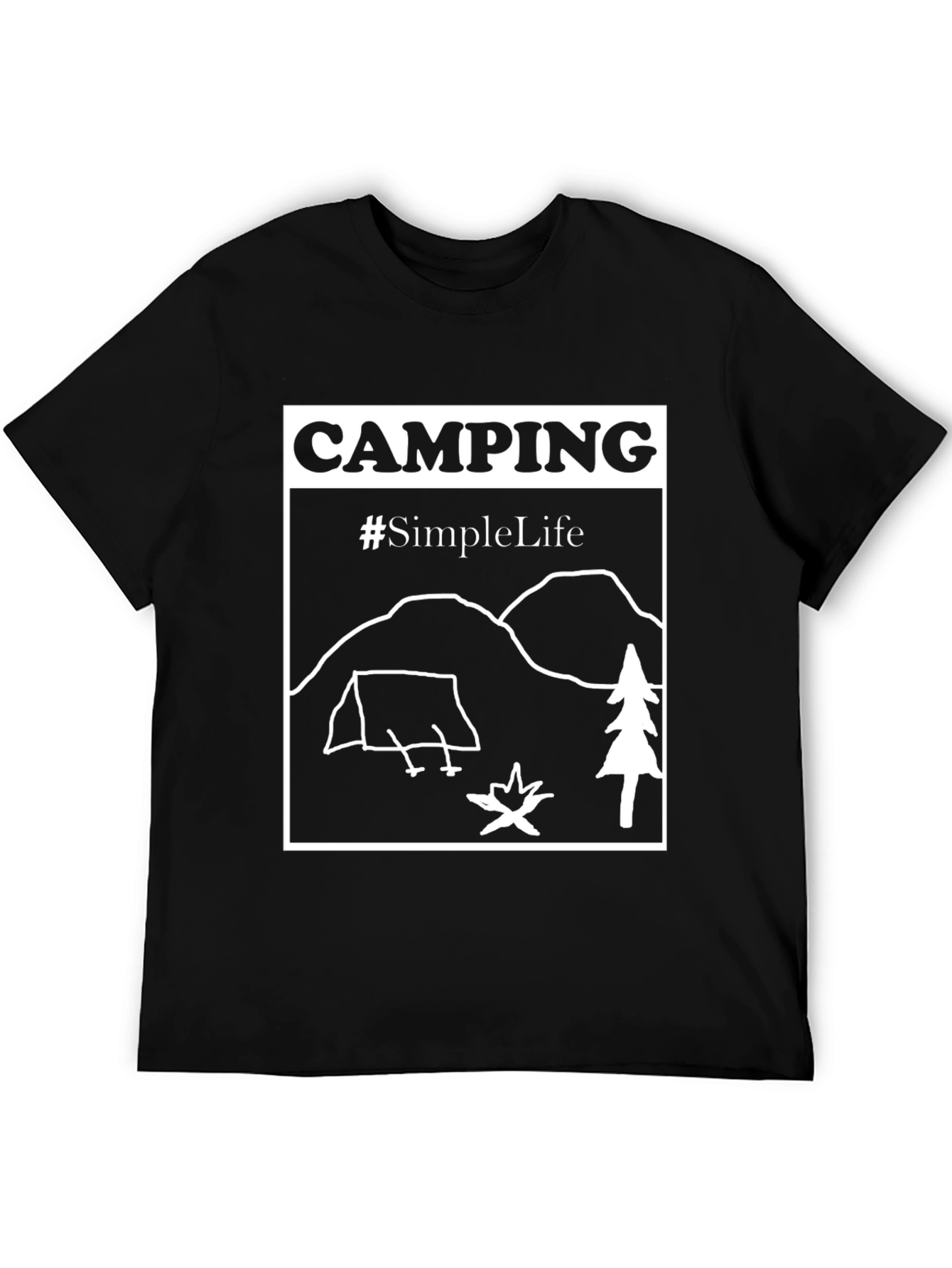 Camping #SimpleLife Graphic Tee - Black Cotton T-Shirt