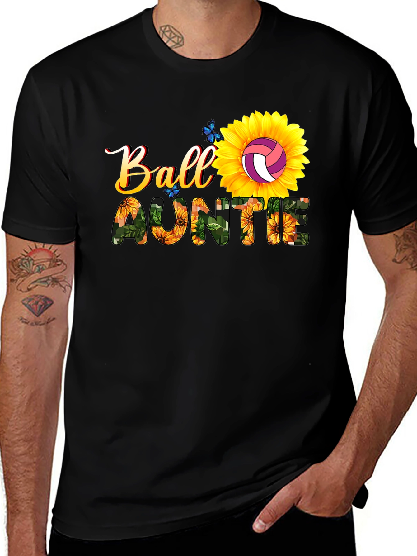 Ball Auntie Sunflower Volleyball T-Shirt