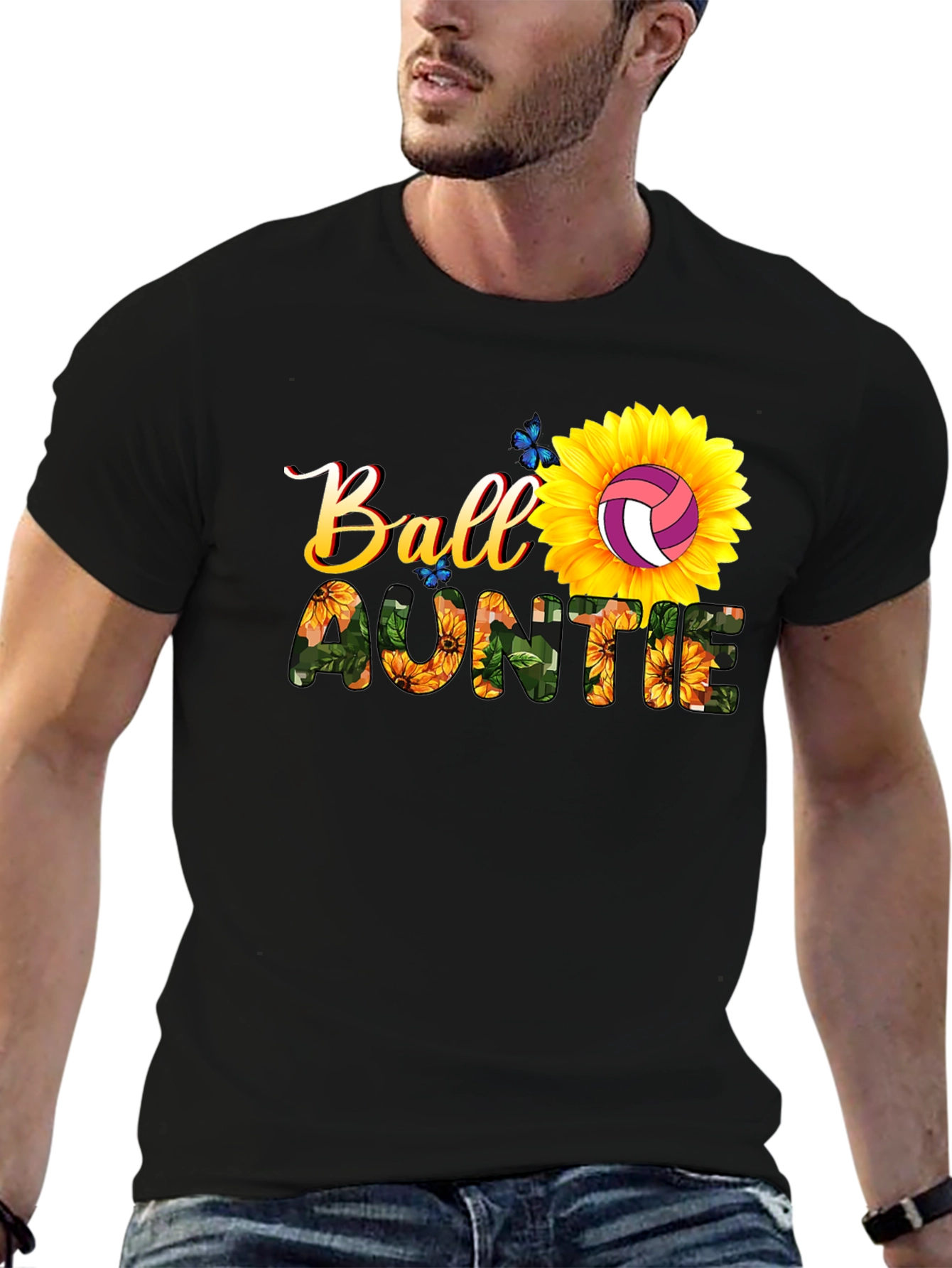 Ball Auntie Sunflower Volleyball T-Shirt