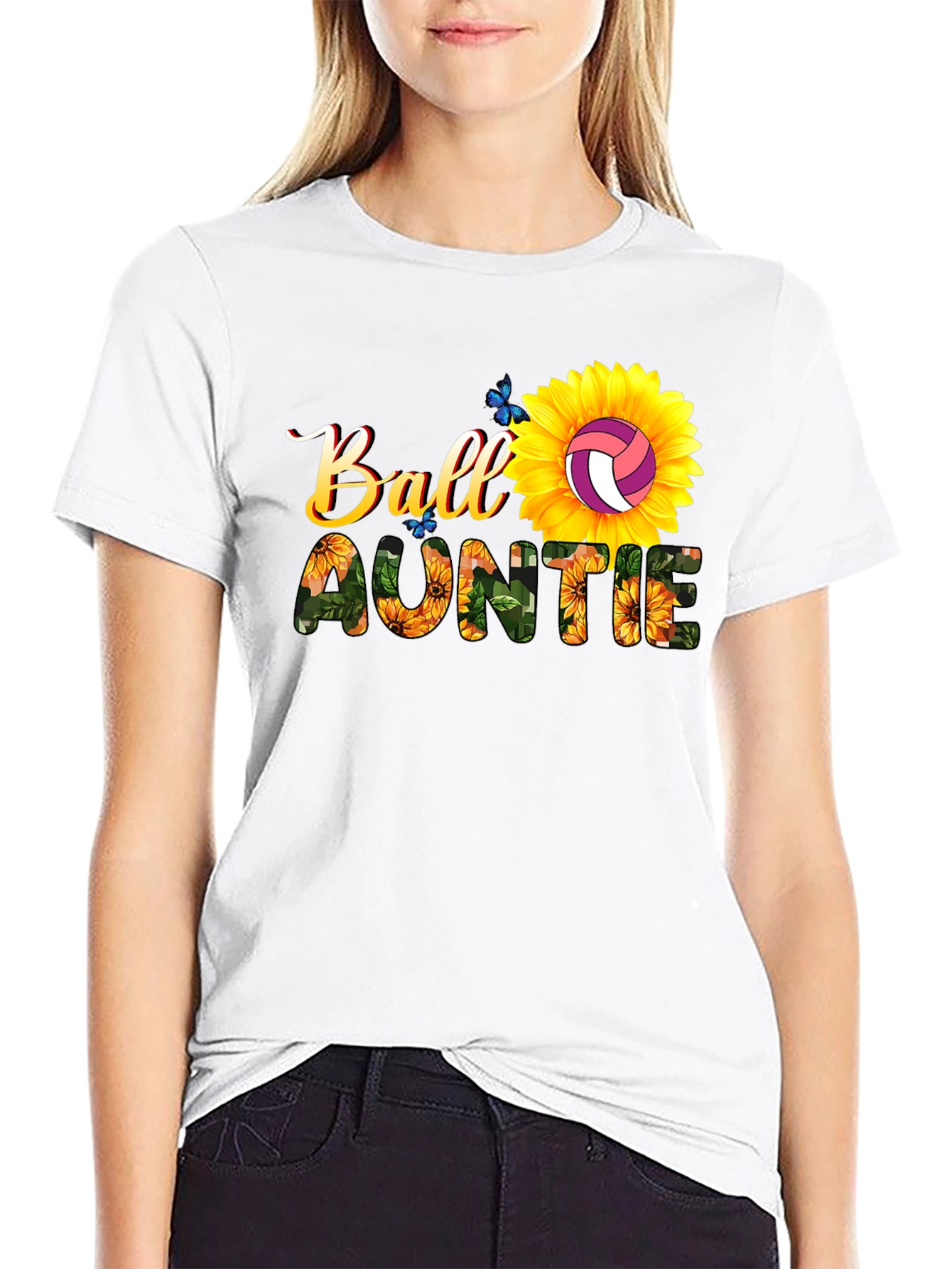 Ball Auntie Sunflower Volleyball T-Shirt