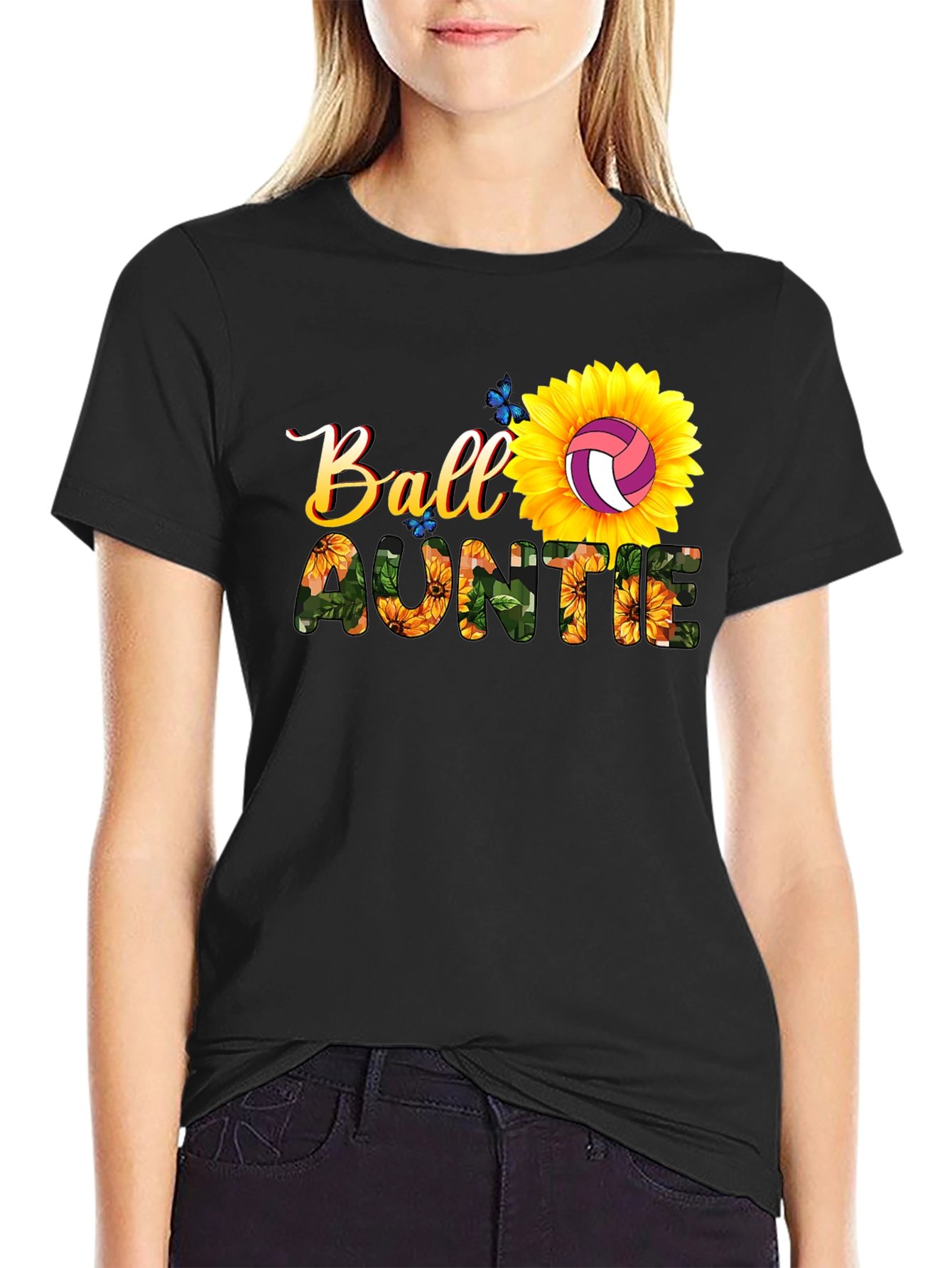 Ball Auntie Sunflower Volleyball T-Shirt