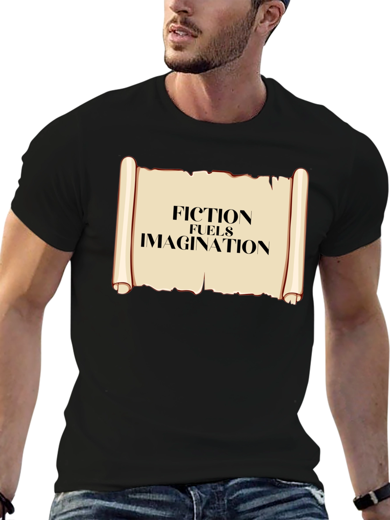 Fiction Fuels Imagination T-Shirt - Black