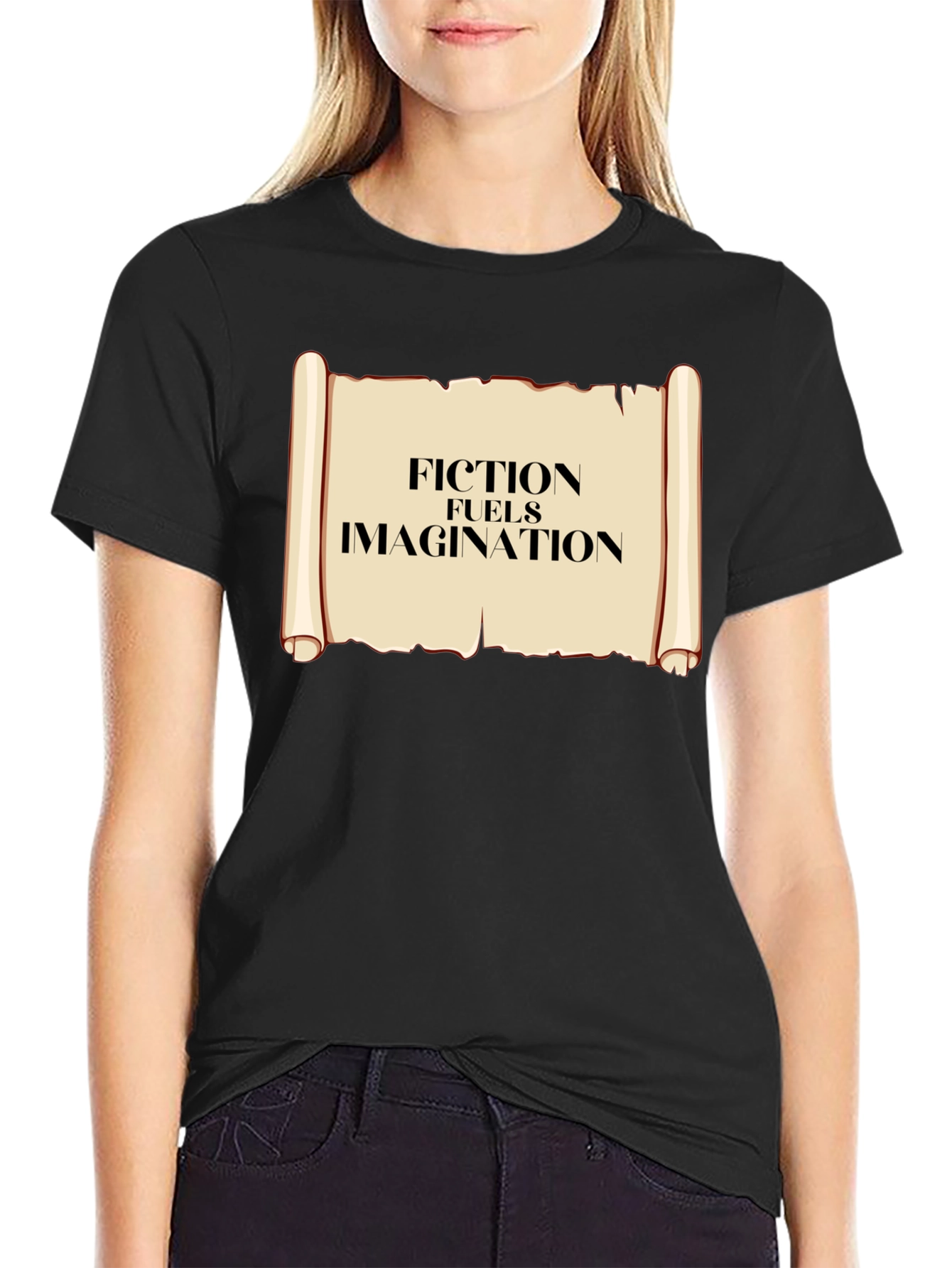 Fiction Fuels Imagination T-Shirt - Black