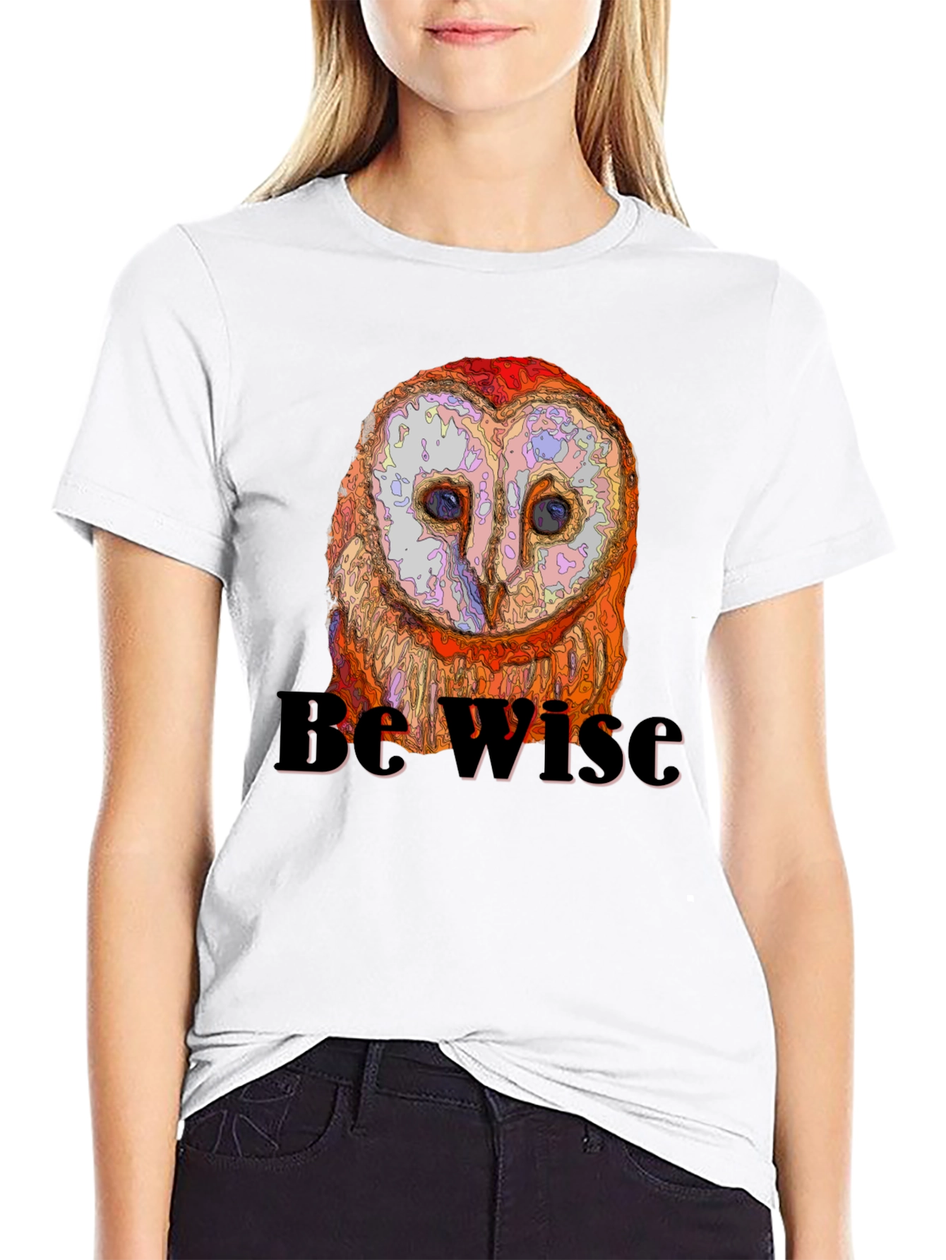 Wise Owl Graphic Print Mens Black T-Shirt