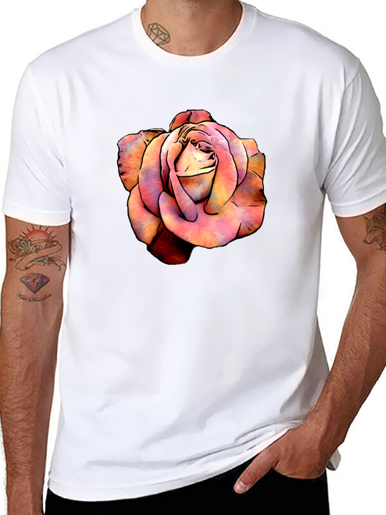 Rose Graphic Tee - Black Cotton Blend