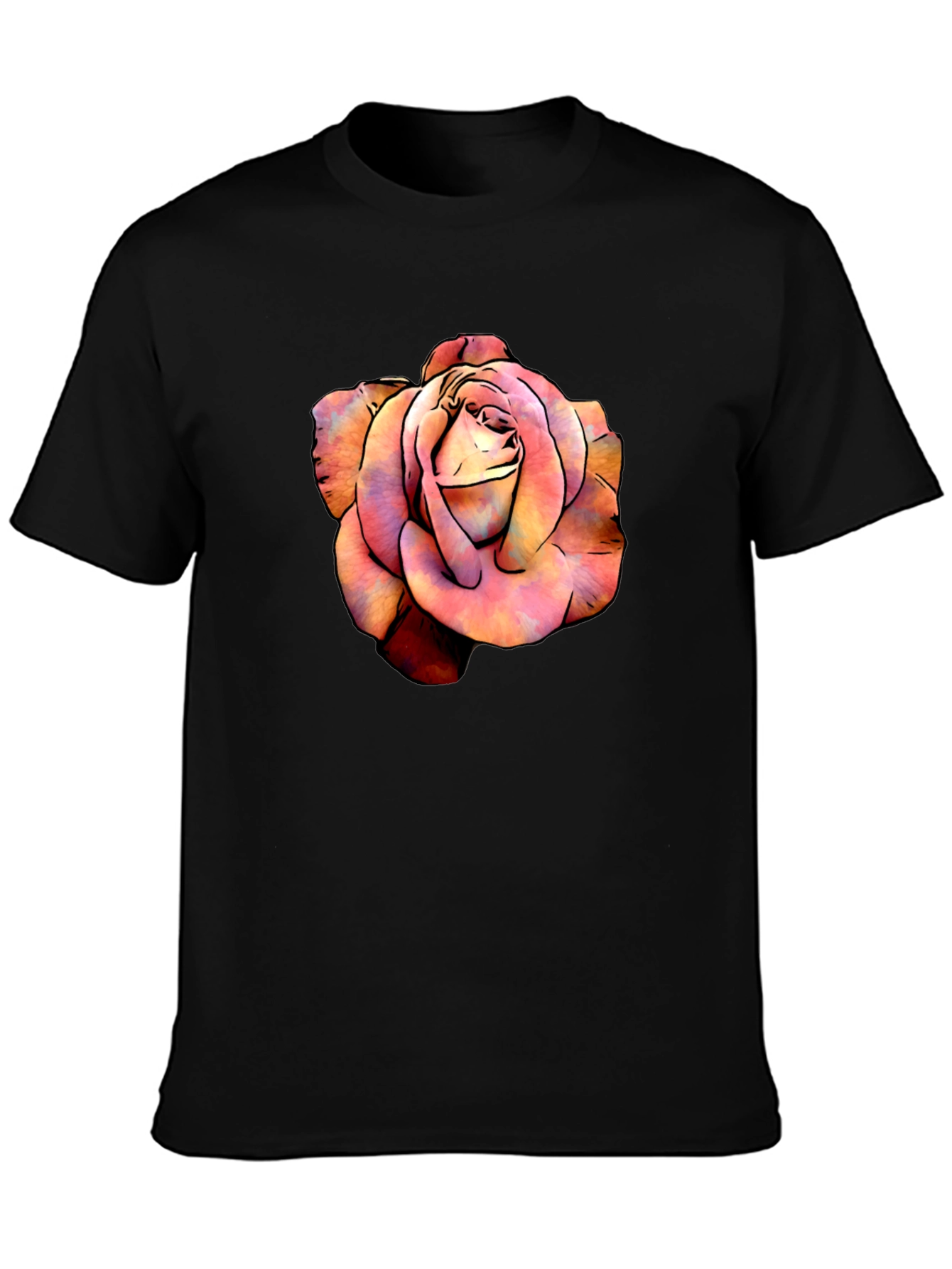 Rose Graphic Tee - Black Cotton Blend