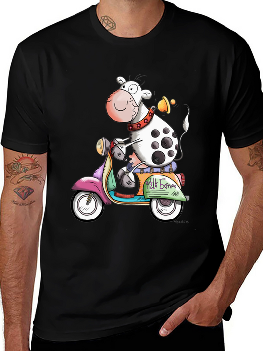 Cow on Scooter Graphic T-Shirt - Milk Express