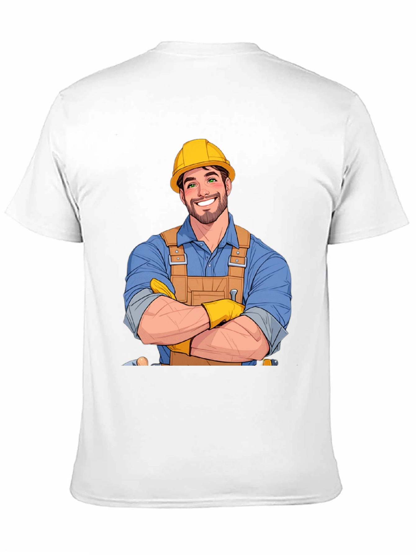 Cartoon Construction Worker Graphic T-Shirt