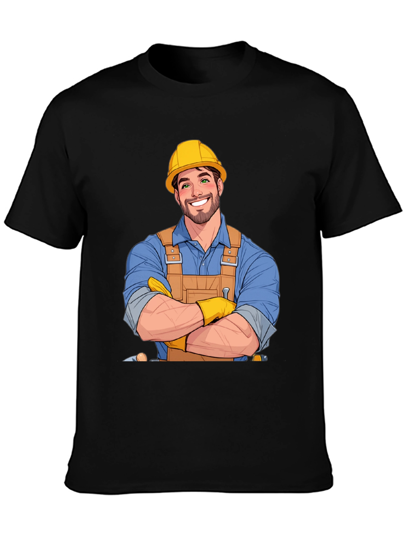 Cartoon Construction Worker Graphic T-Shirt