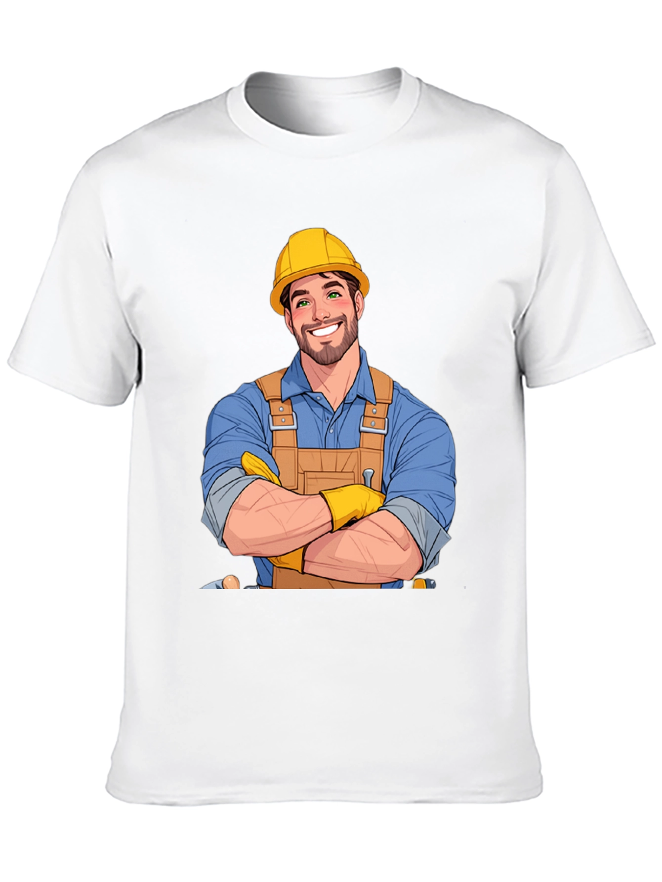 Cartoon Construction Worker Graphic T-Shirt