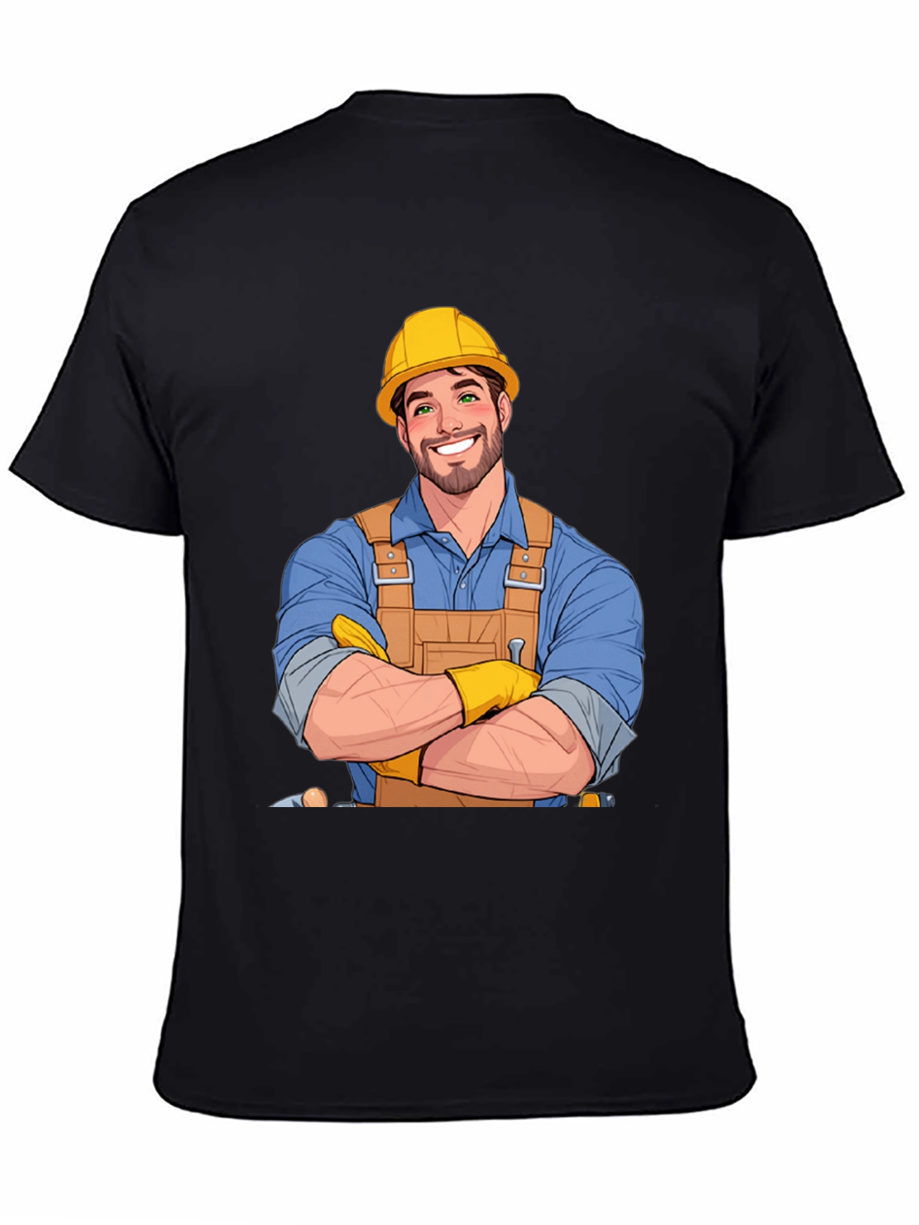 Cartoon Construction Worker Graphic T-Shirt