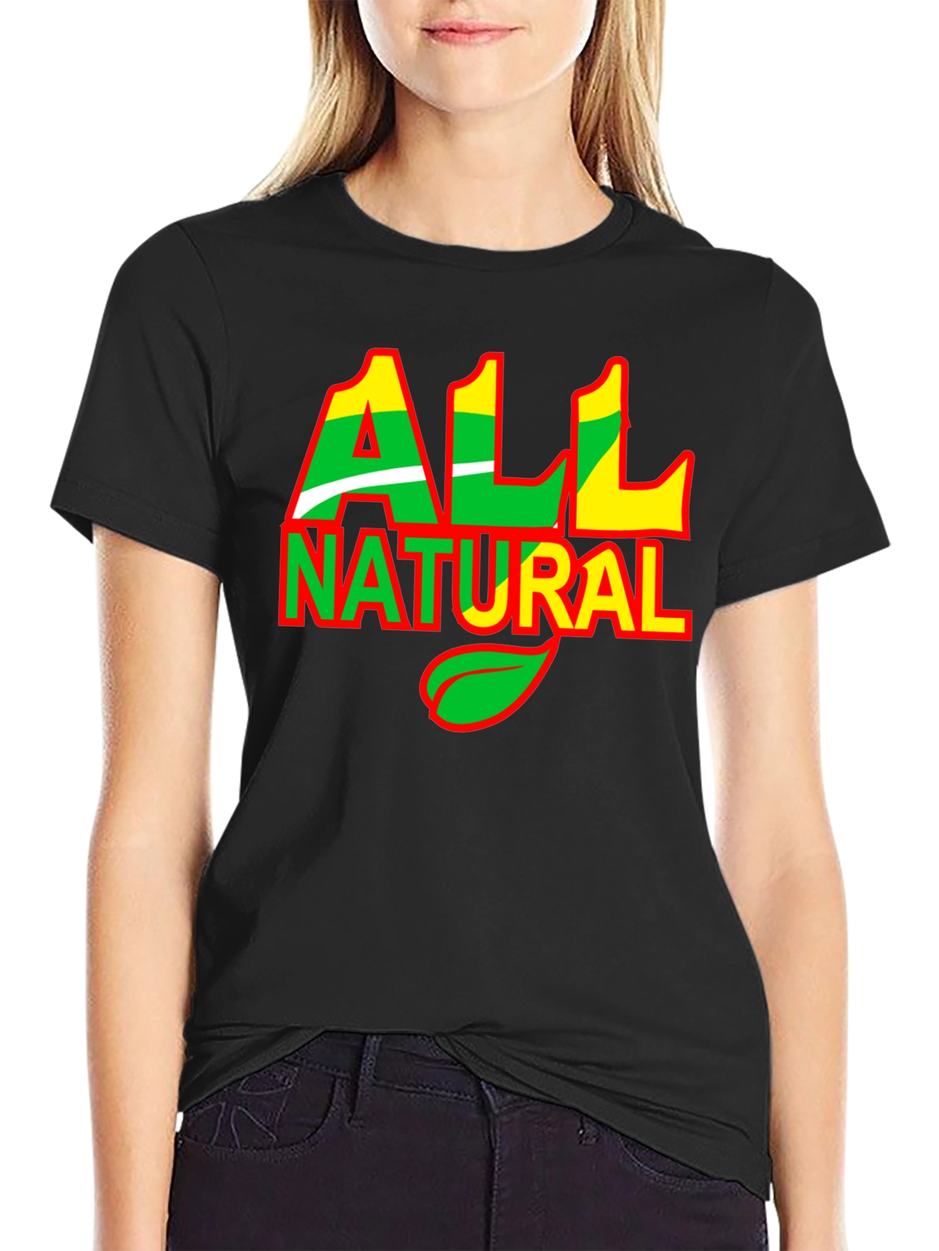 All Natural Graphic Print Black T-Shirt