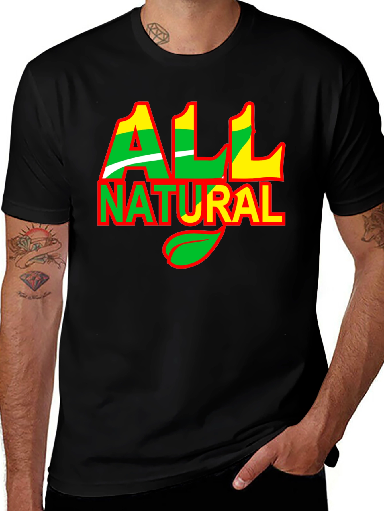 All Natural Graphic Print Black T-Shirt