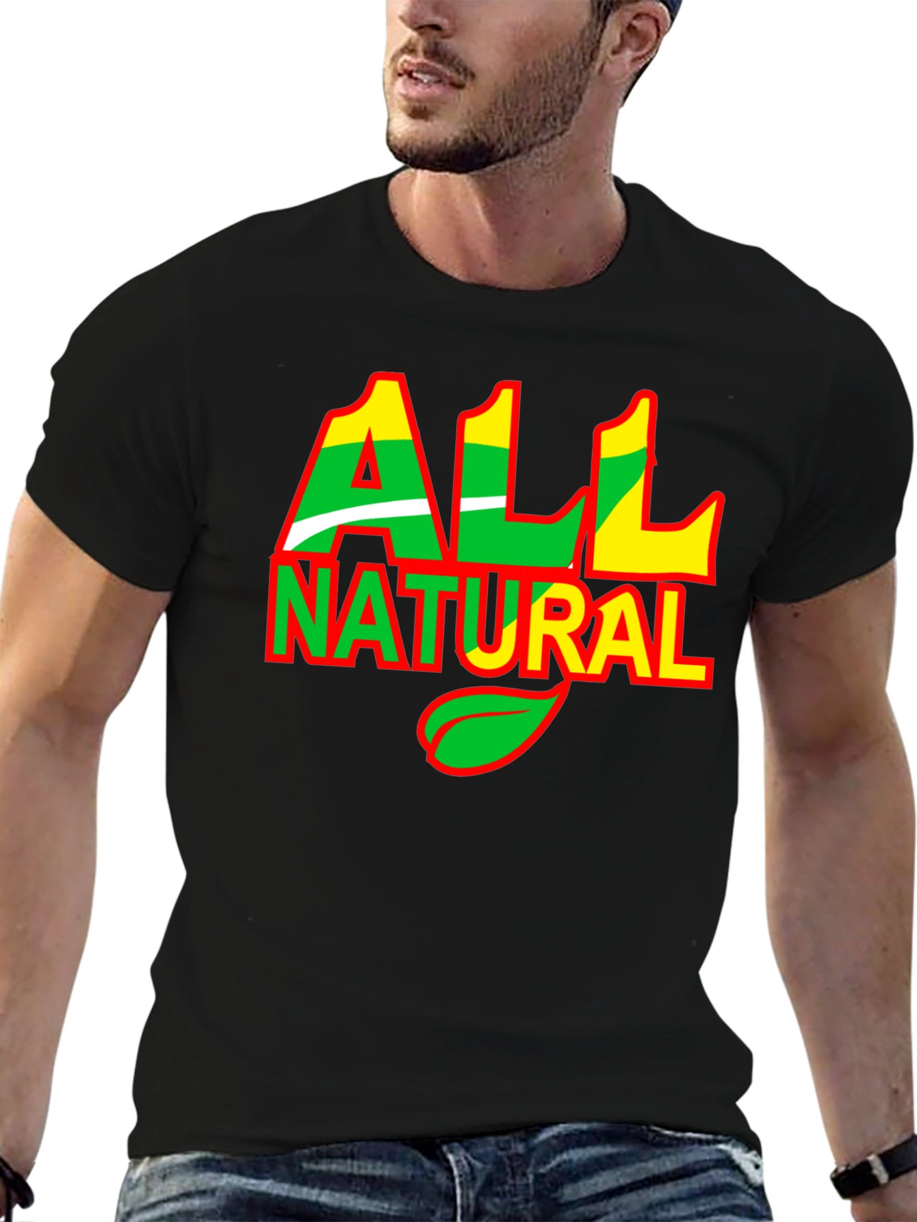 All Natural Graphic Print Black T-Shirt