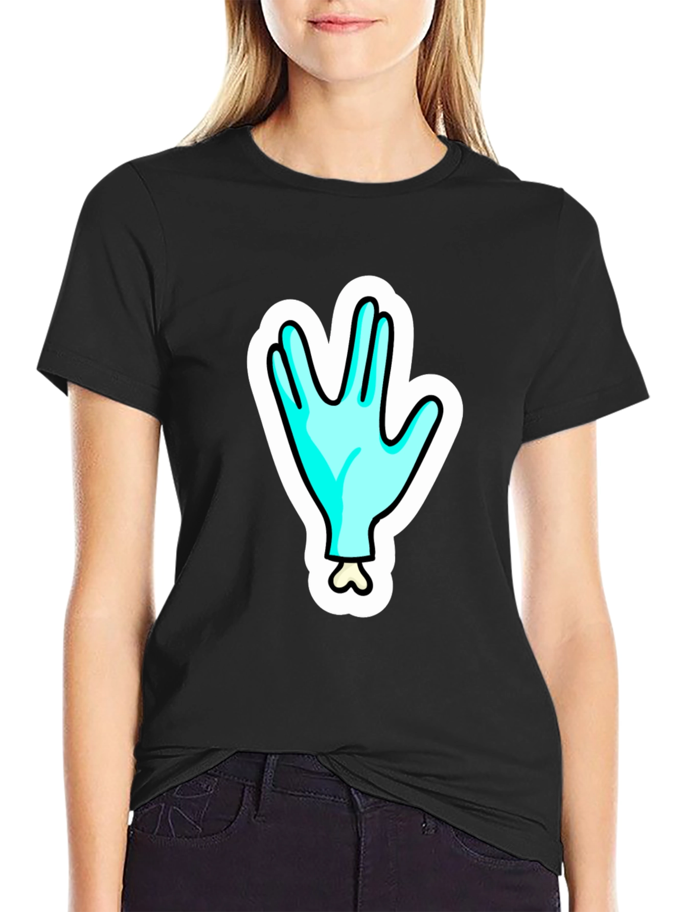 Funny Alien Hand T-Shirt - Outer Space Cartoon Tee