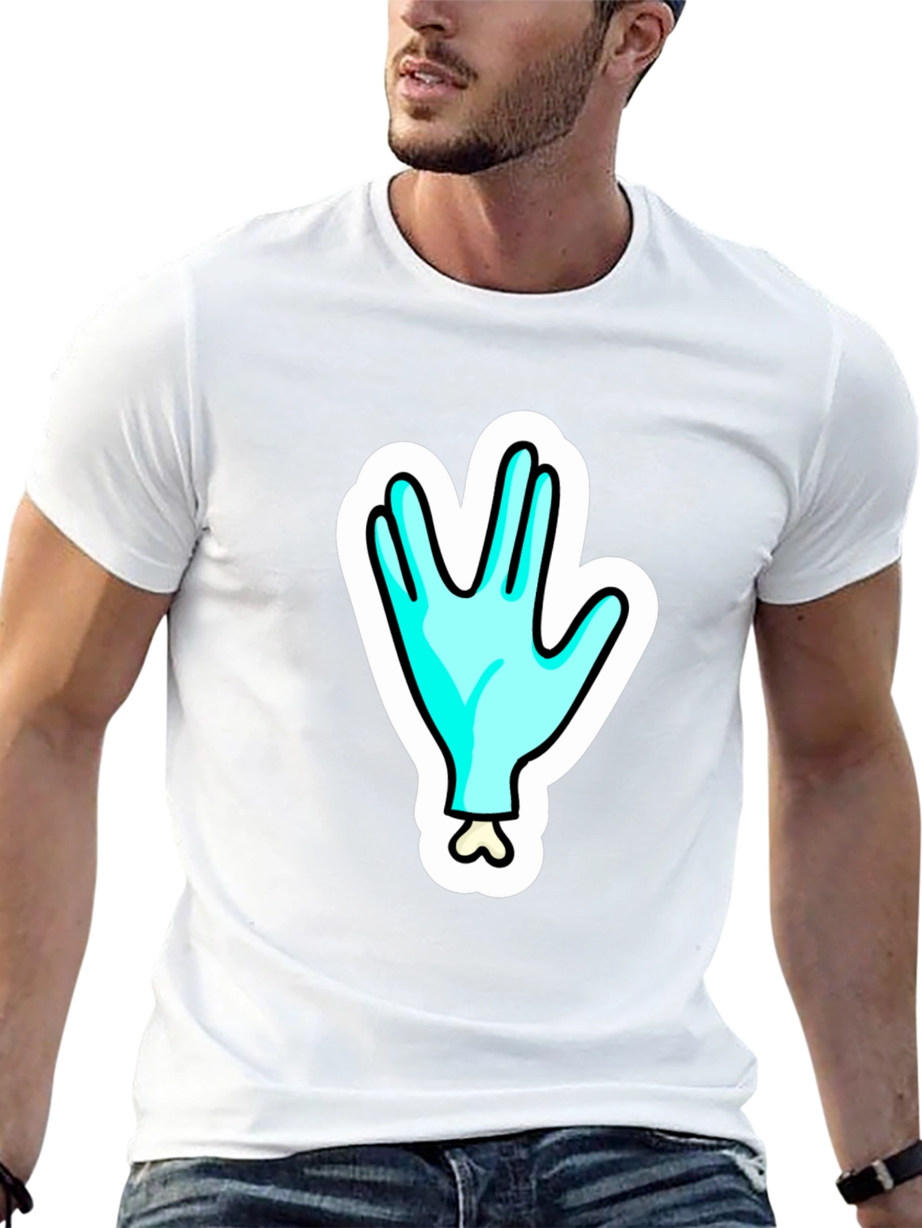 Funny Alien Hand T-Shirt - Outer Space Cartoon Tee