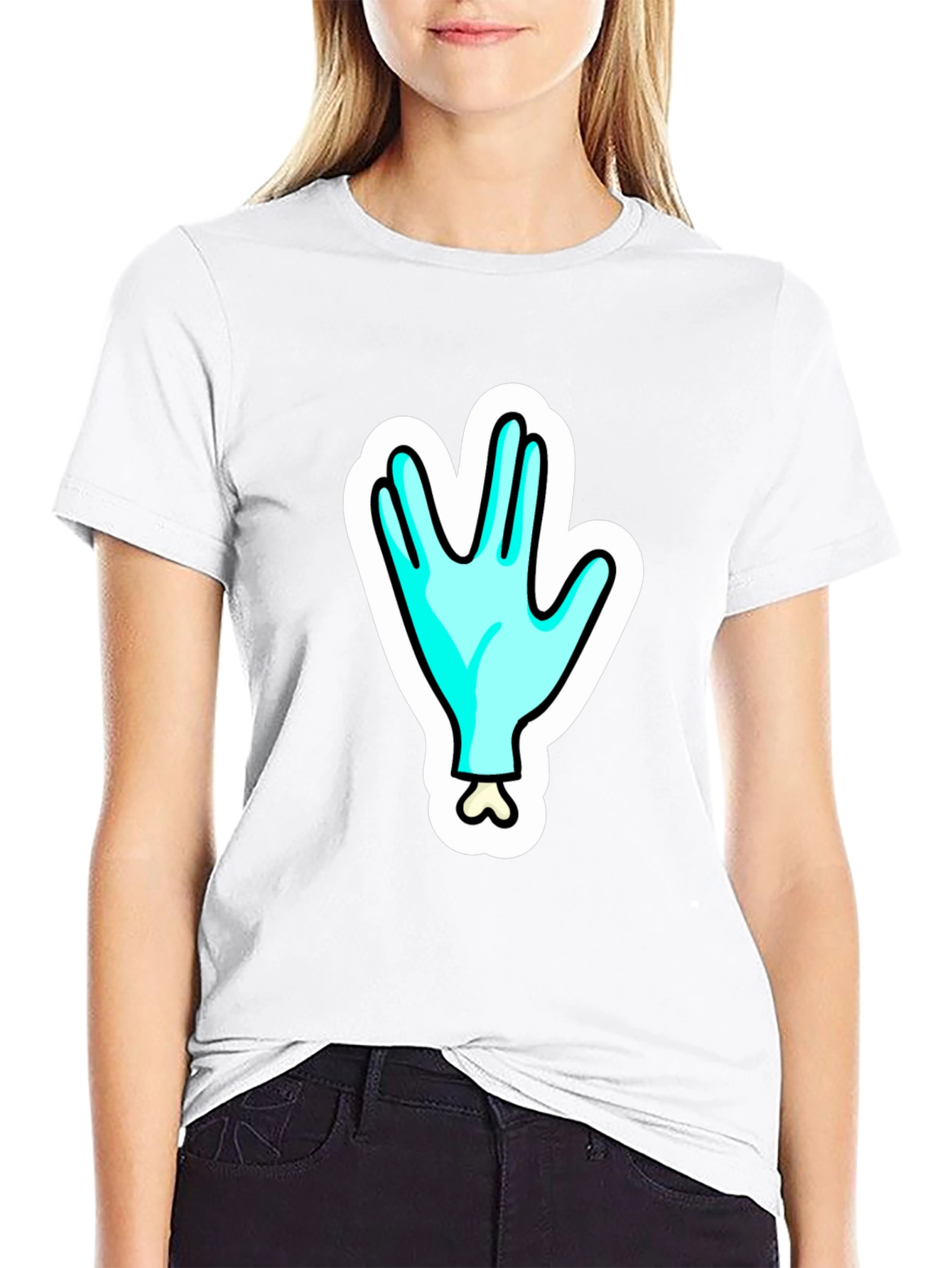 Funny Alien Hand T-Shirt - Outer Space Cartoon Tee