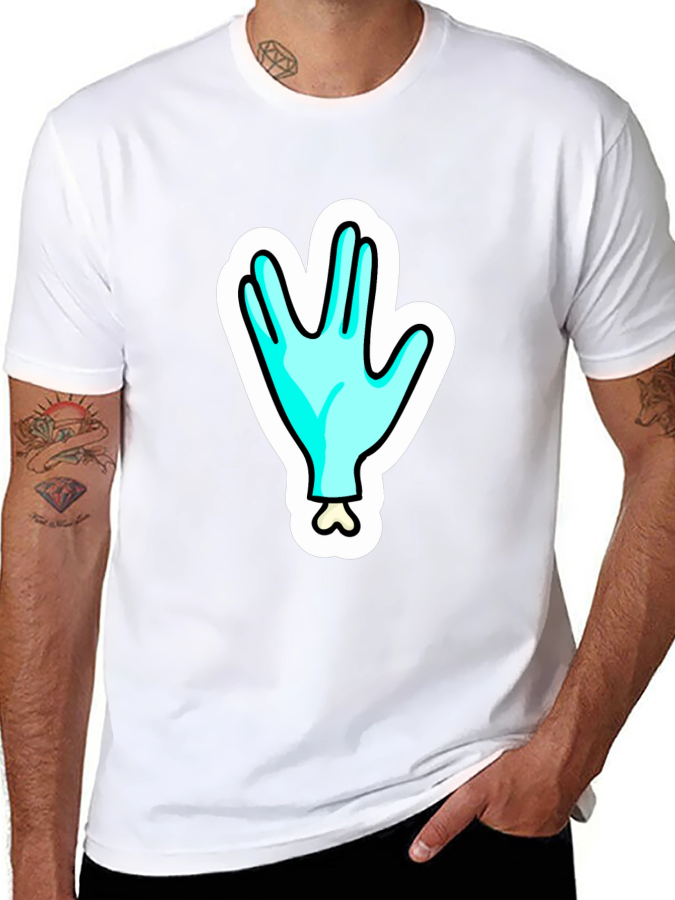 Funny Alien Hand T-Shirt - Outer Space Cartoon Tee