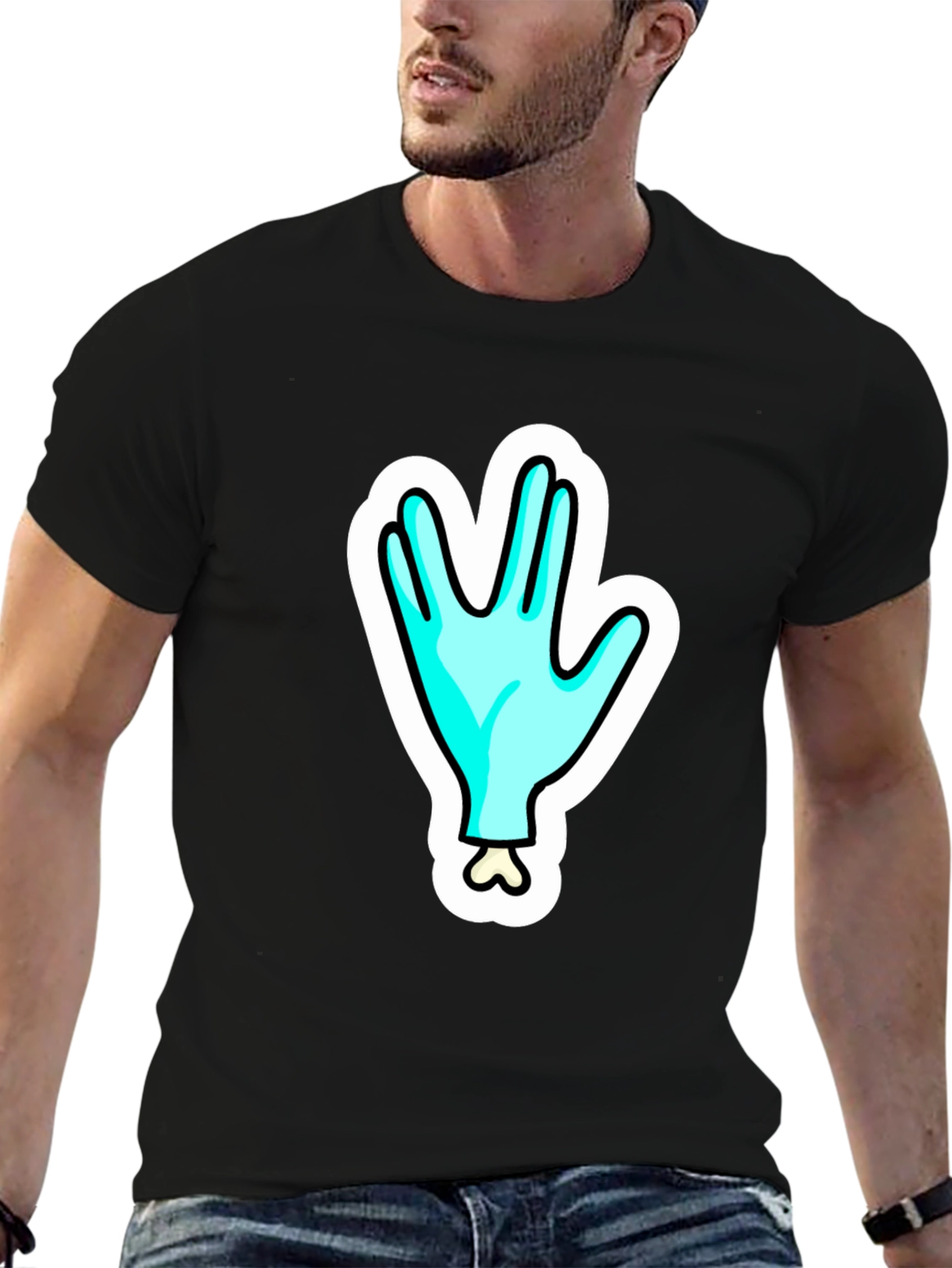 Funny Alien Hand T-Shirt - Outer Space Cartoon Tee