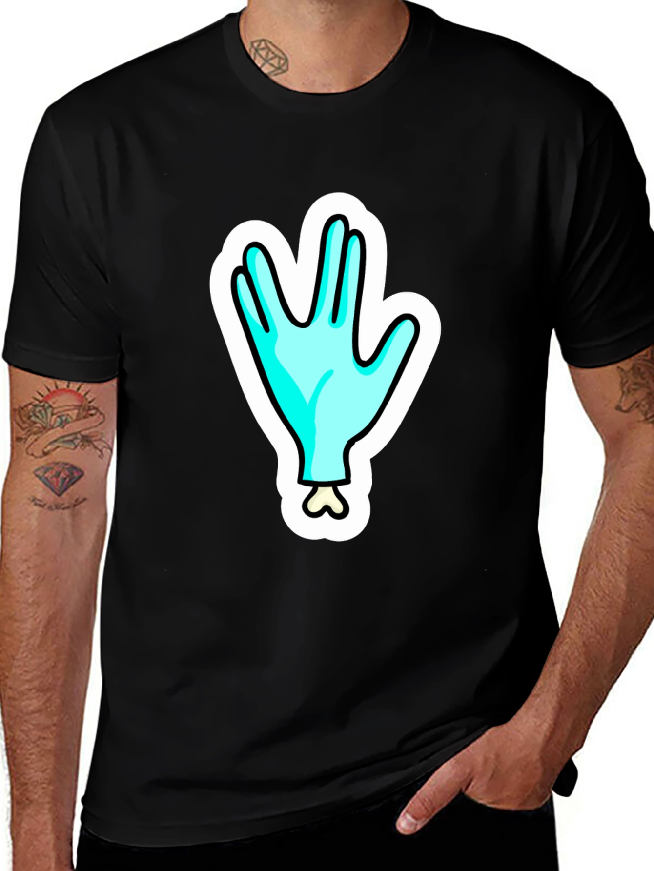 Funny Alien Hand T-Shirt - Outer Space Cartoon Tee
