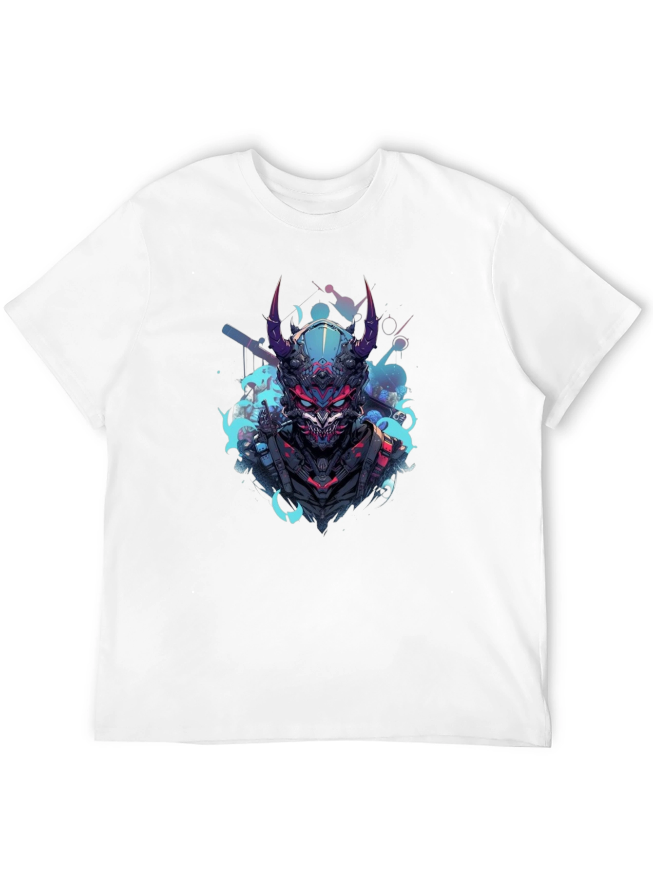 Cyberpunk Oni Graphic Tee - Black Cotton