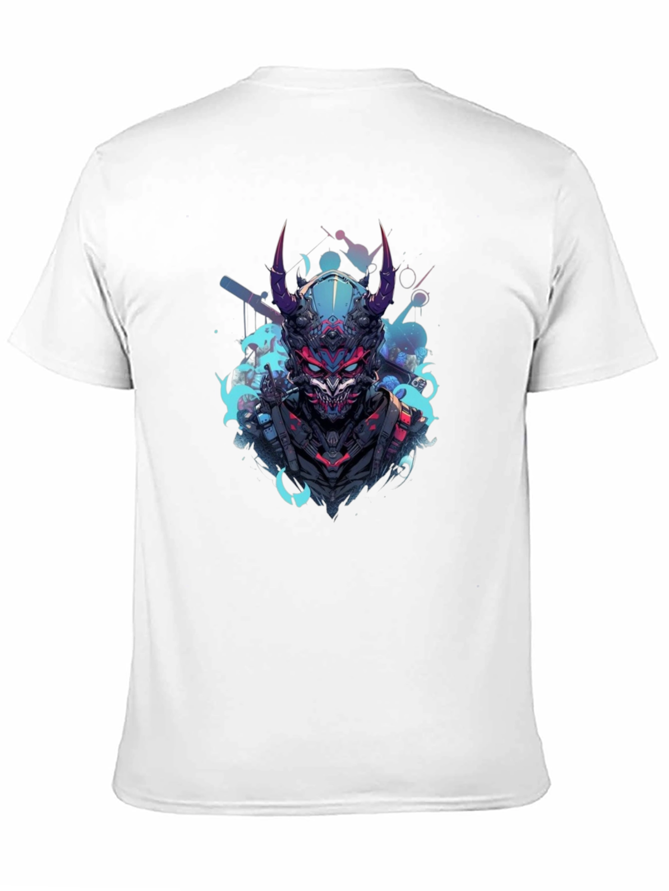 Cyberpunk Oni Graphic Tee - Black Cotton