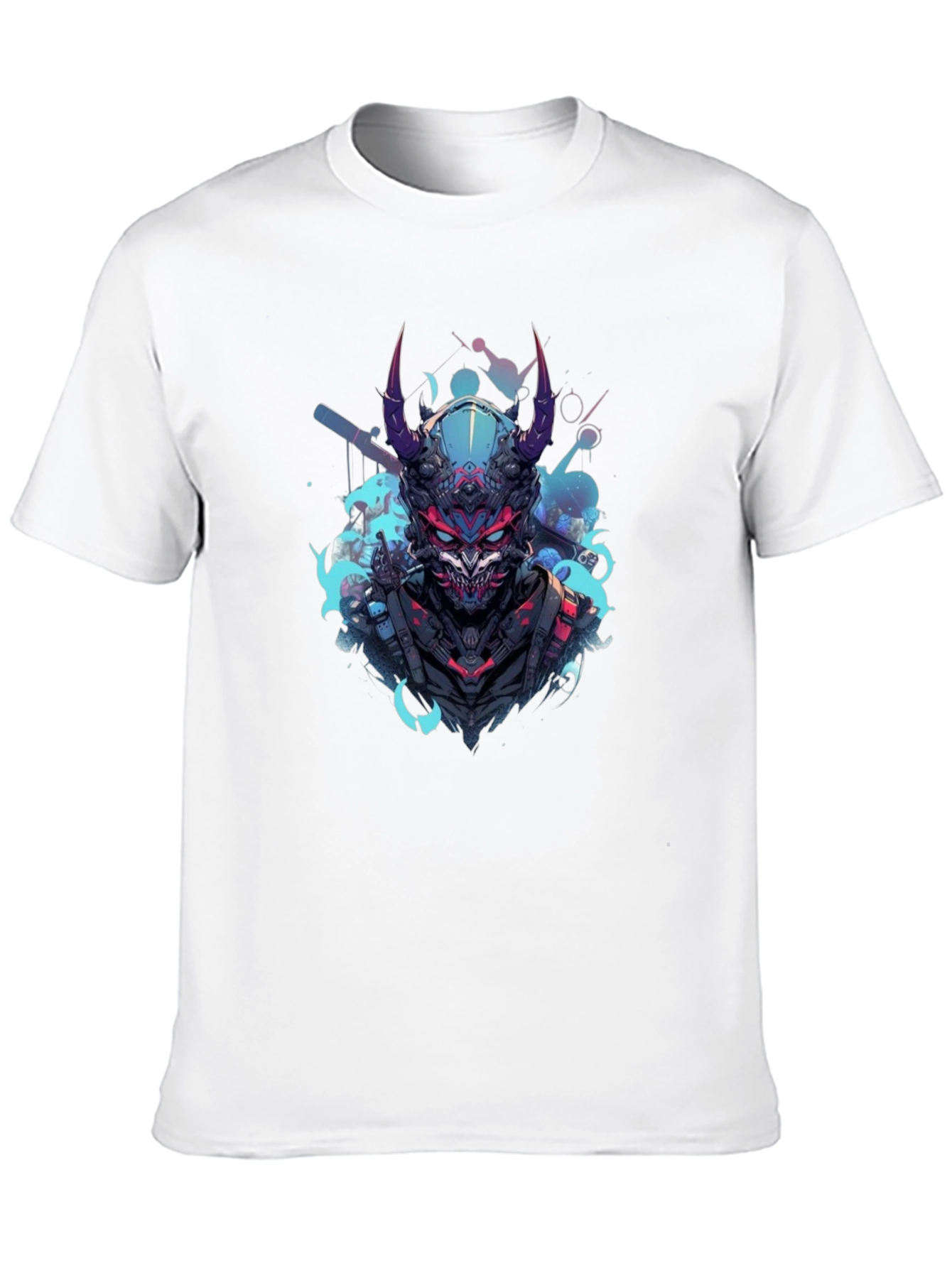 Cyberpunk Oni Graphic Tee - Black Cotton