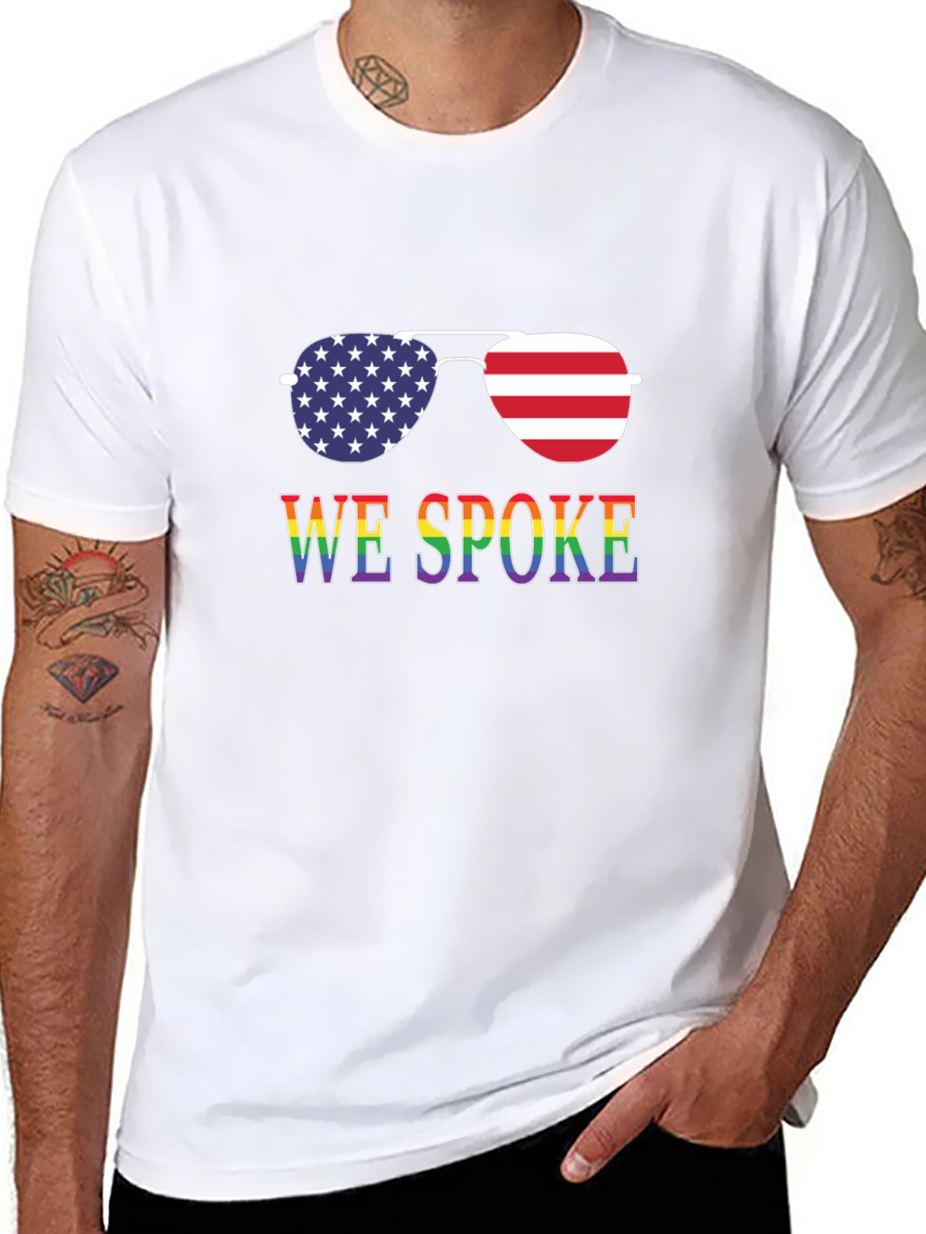 We Spoke Patriotic Rainbow Sunglasses T-Shirt