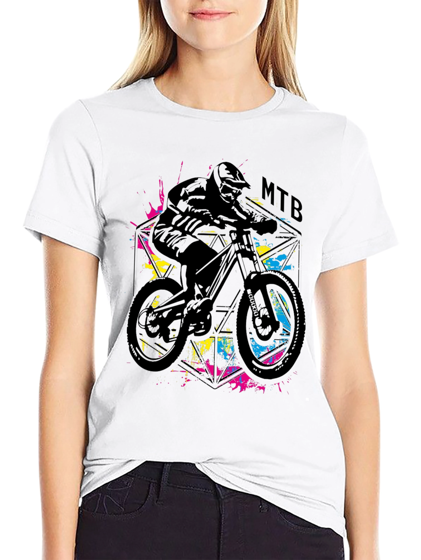 MTB Biker Graphic T-Shirt - Cool Mountain Bike Design