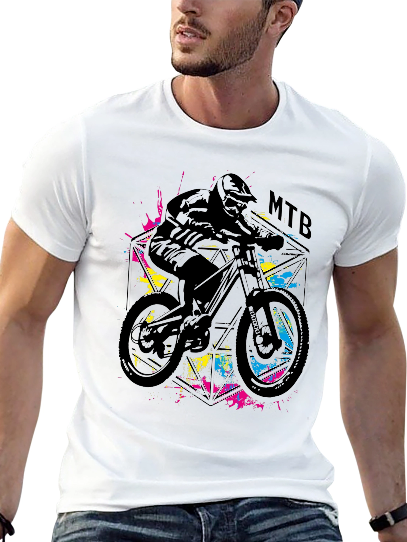 MTB Biker Graphic T-Shirt - Cool Mountain Bike Design