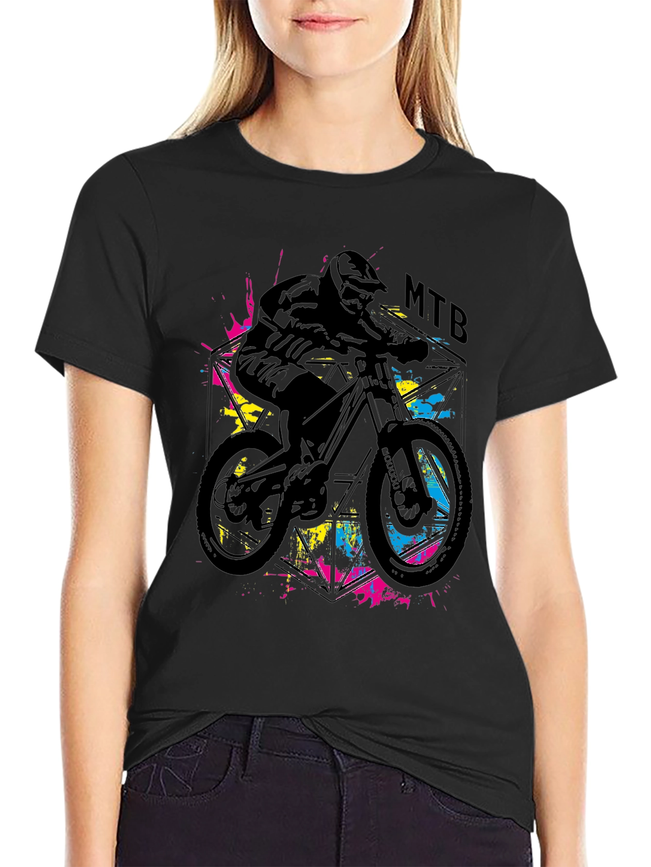 MTB Biker Graphic T-Shirt - Cool Mountain Bike Design