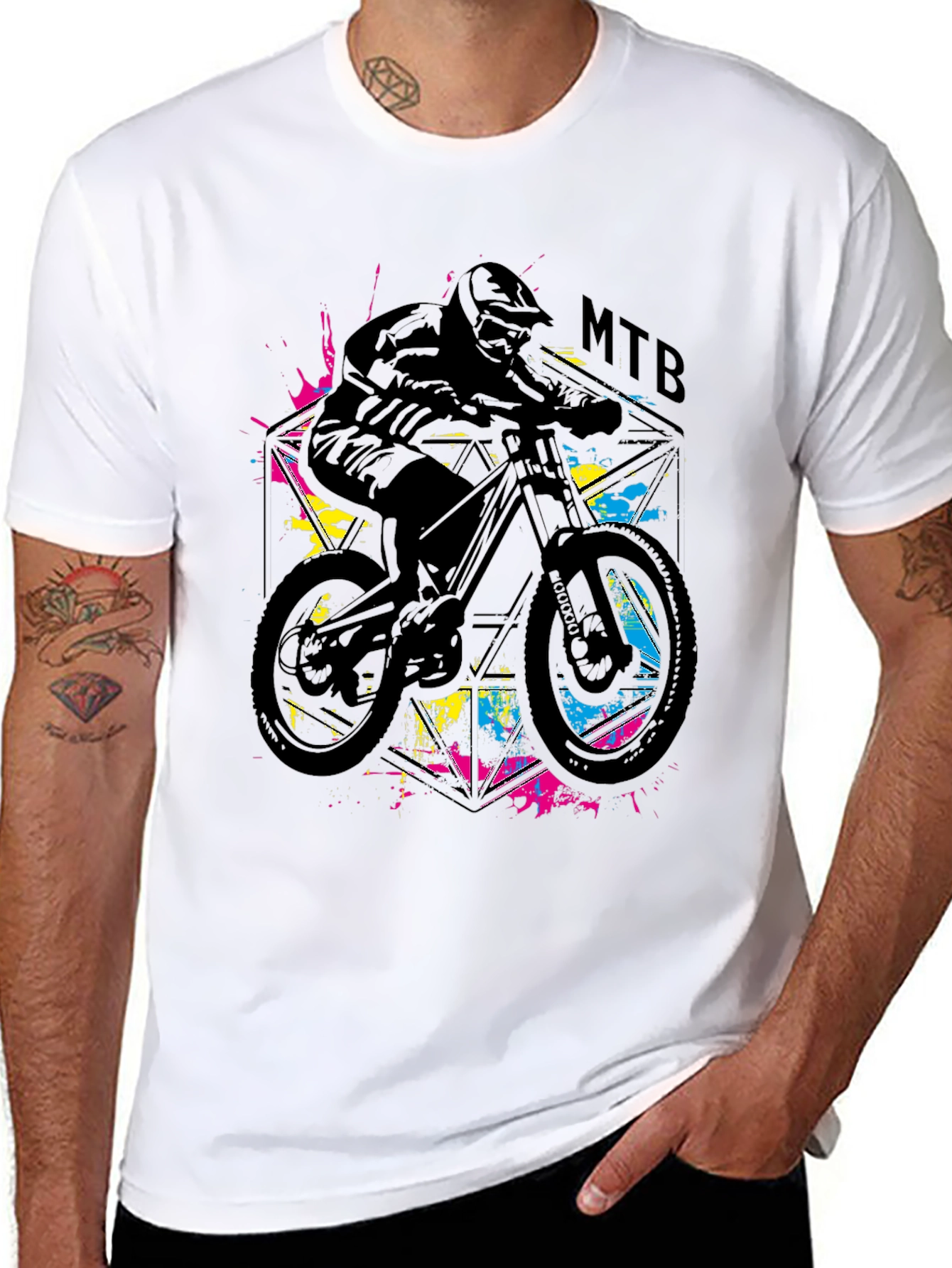 MTB Biker Graphic T-Shirt - Cool Mountain Bike Design