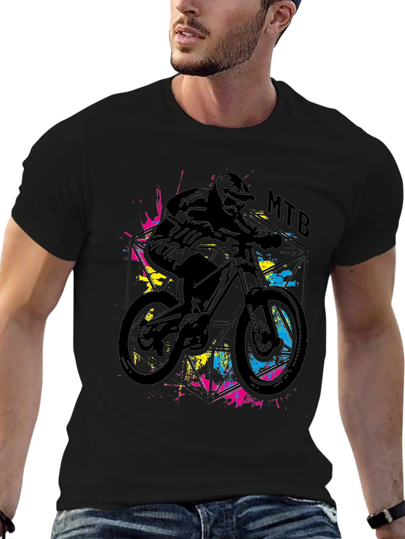 MTB Biker Graphic T-Shirt - Cool Mountain Bike Design