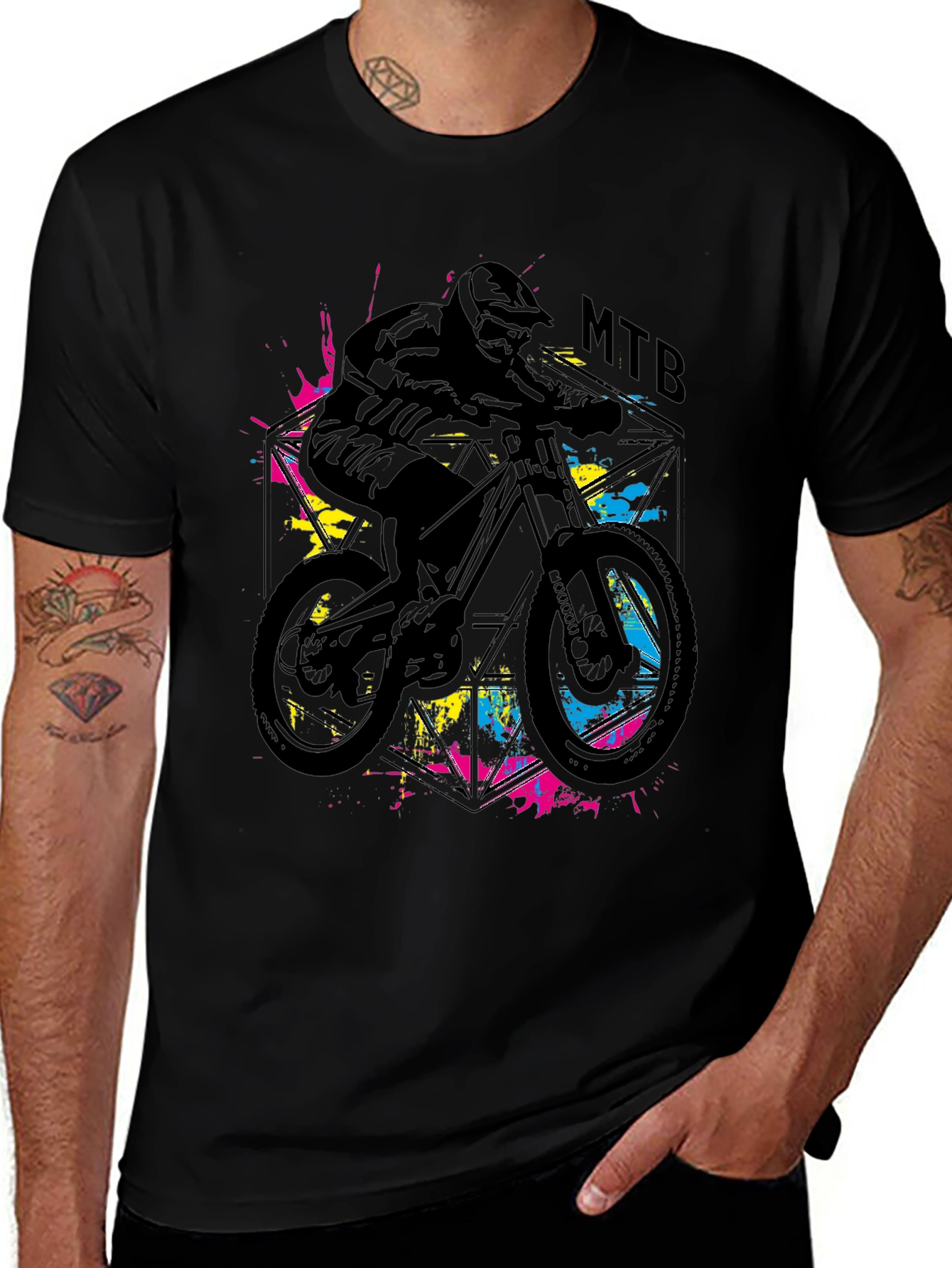 MTB Biker Graphic T-Shirt - Cool Mountain Bike Design