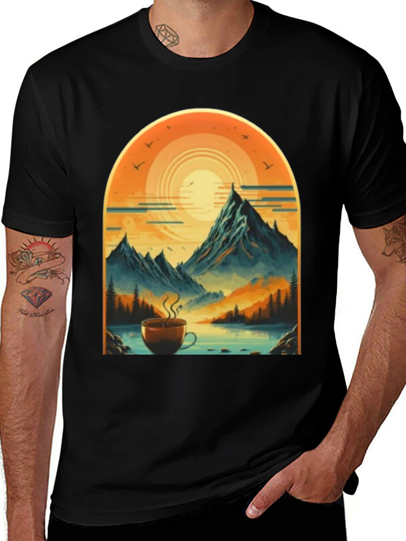Mountain Coffee Adventure T-Shirt - Nature Lover Apparel