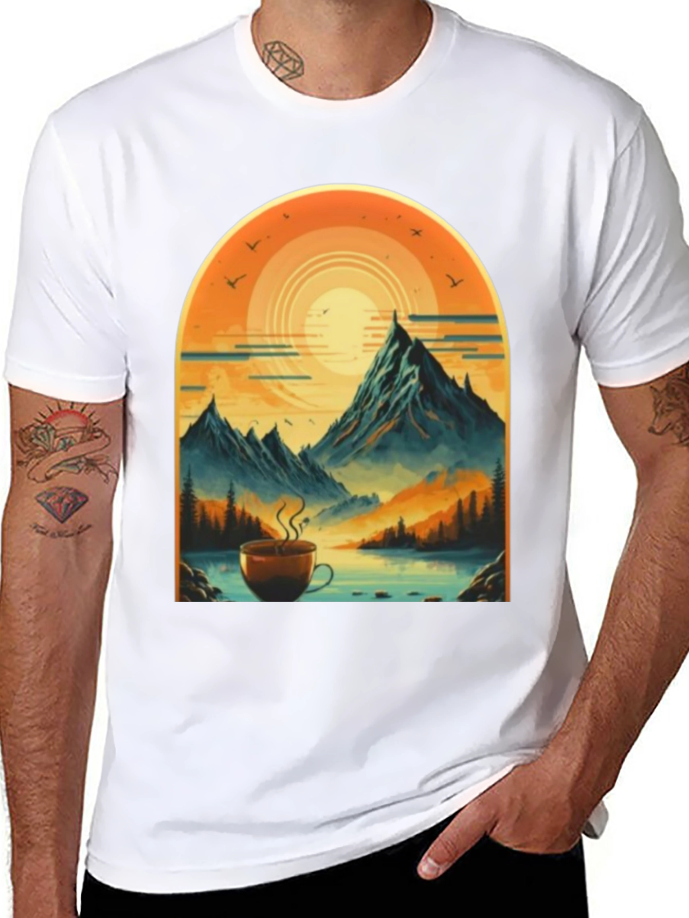 Mountain Coffee Adventure T-Shirt - Nature Lover Apparel