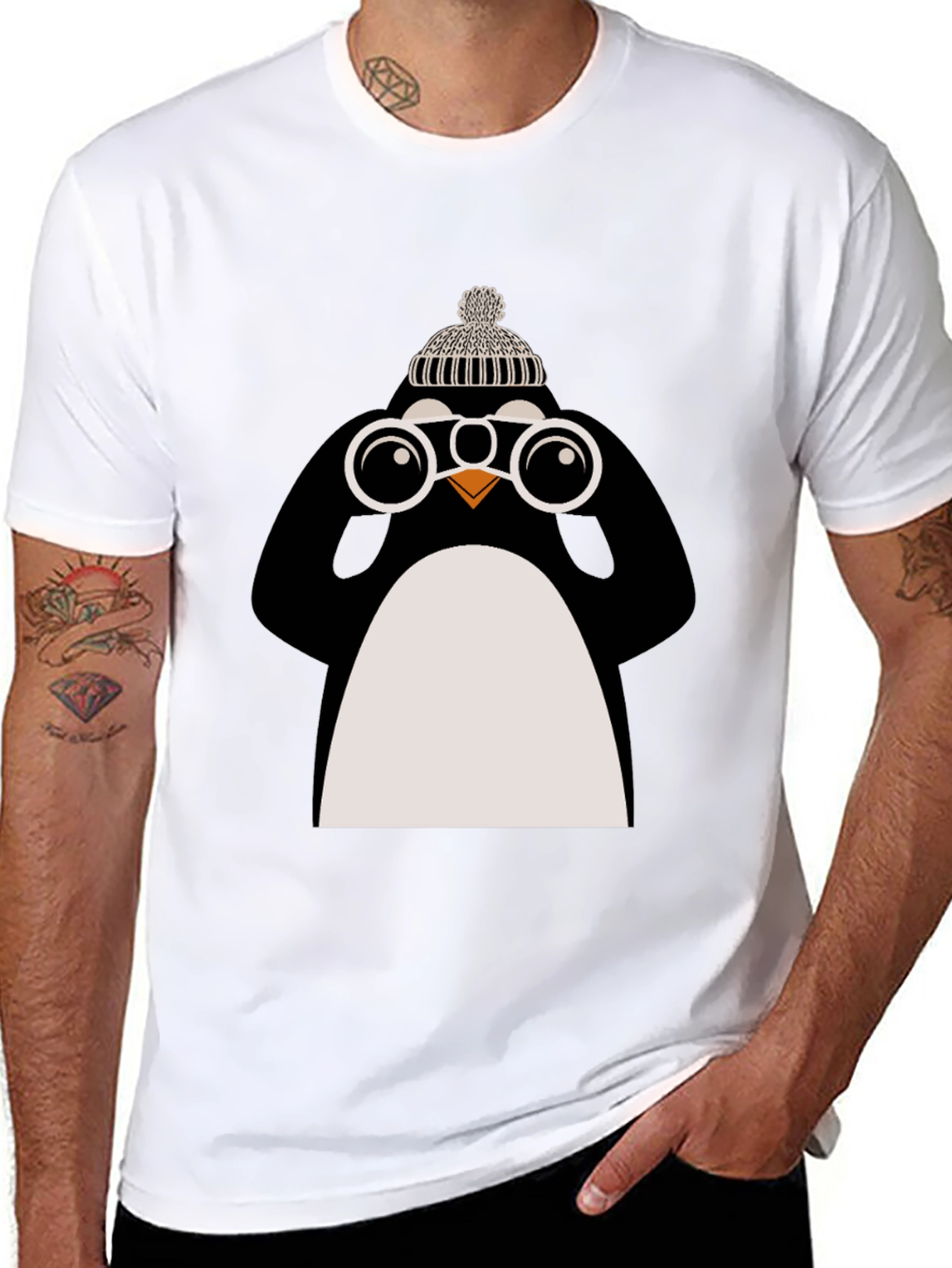 Penguin with Binoculars Graphic Tee