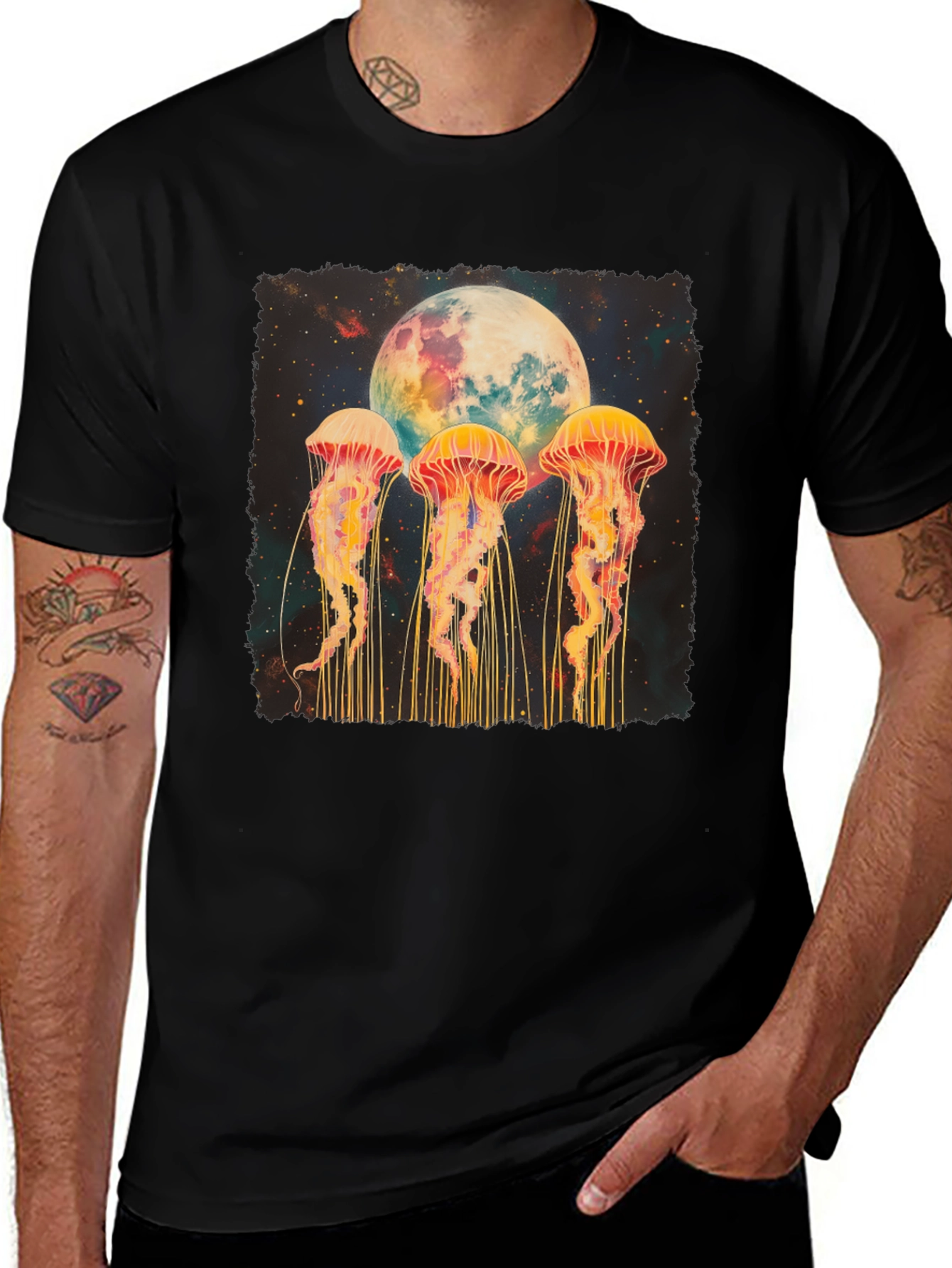 Jellyfish Moon Graphic Tee - Celestial Ocean Vibes
