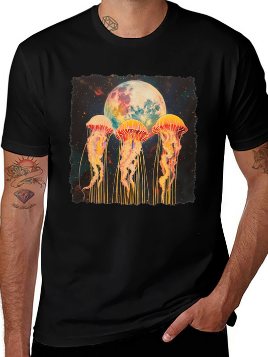 Jellyfish Moon Graphic Tee - Celestial Ocean Vibes