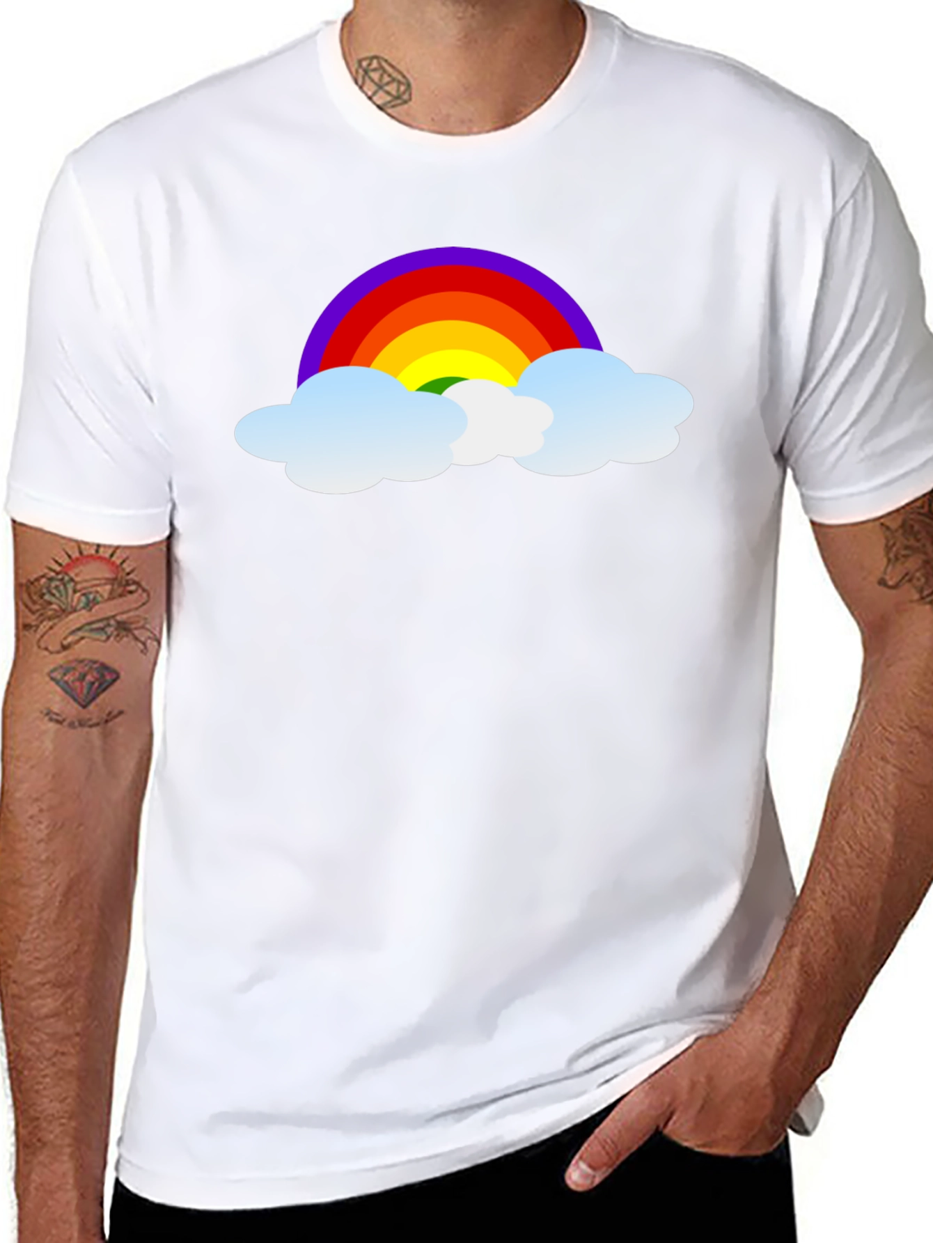 Rainbow Cloud Graphic Black T-Shirt