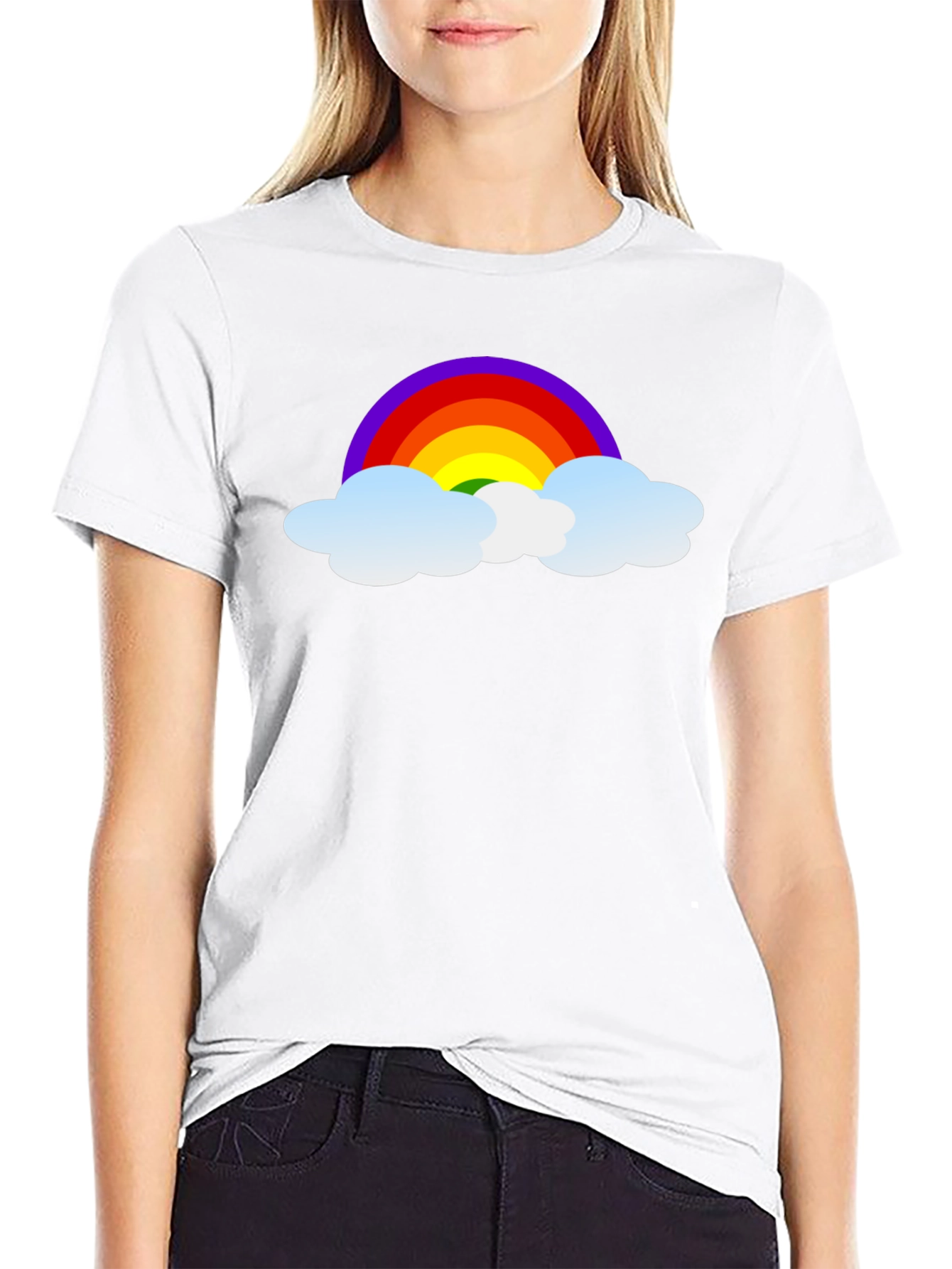 Rainbow Cloud Graphic Black T-Shirt